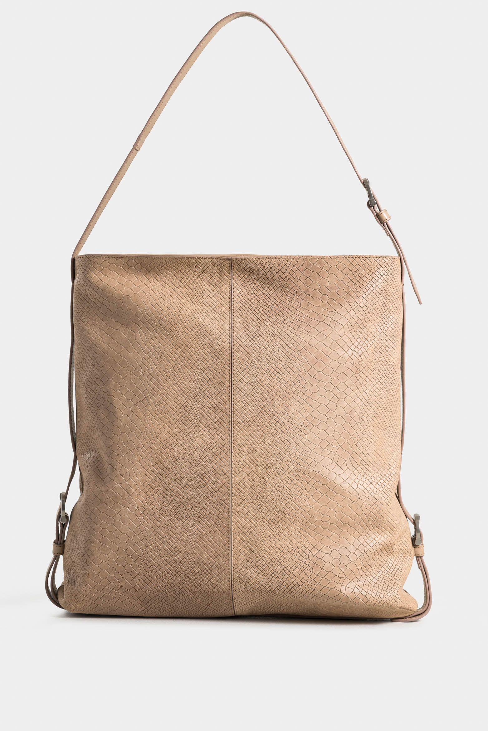 Shopping calafate 2.0 de cuero para mujer placa serpiente Beige-2