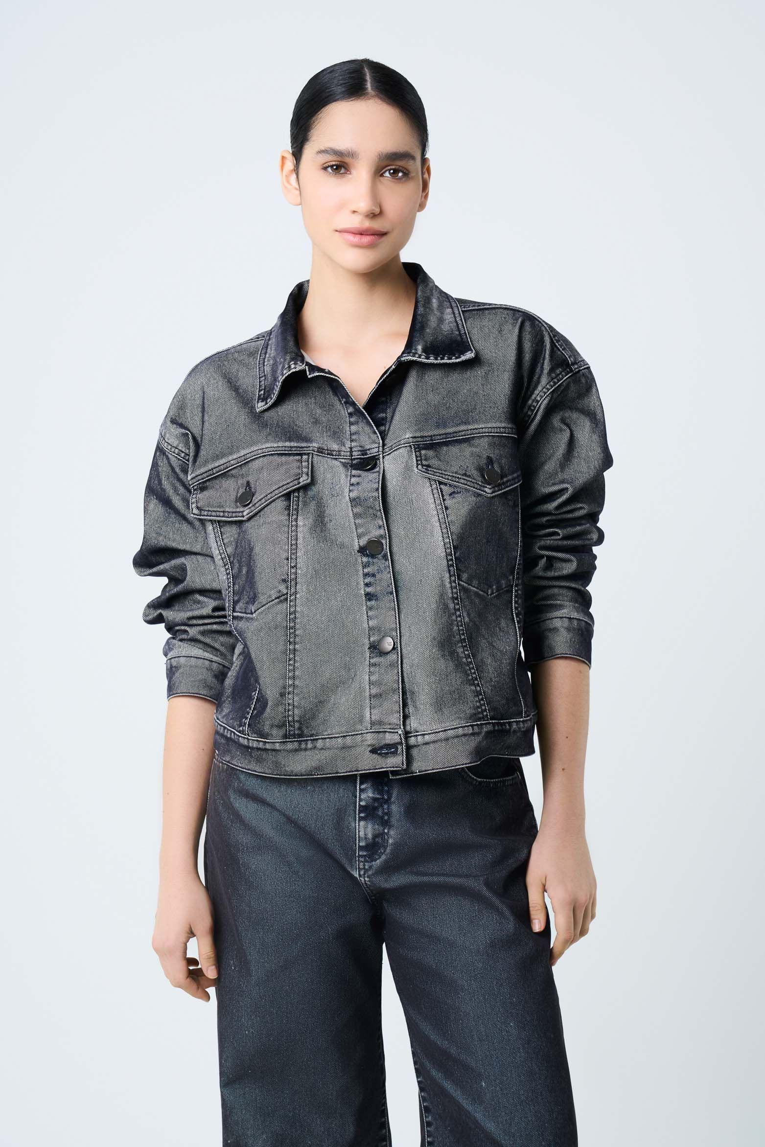 Chaqueta Velvet para mujer silueta Trucker gris-1