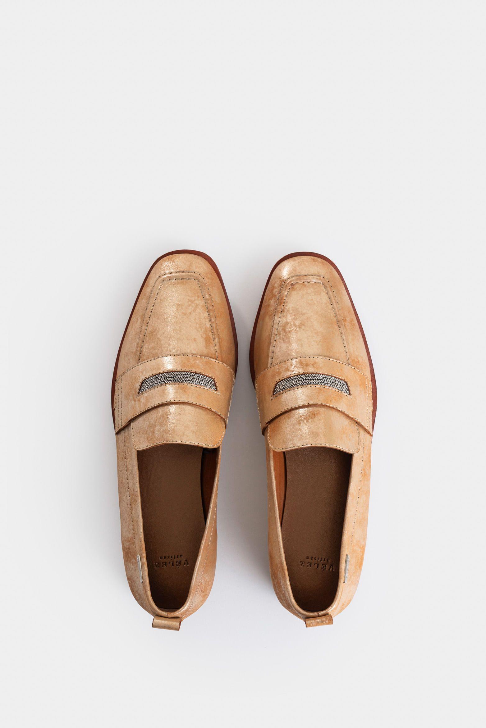 Vélez Mocasín Alisa Cuero Folia Mujer talle Millaré Dorado-3