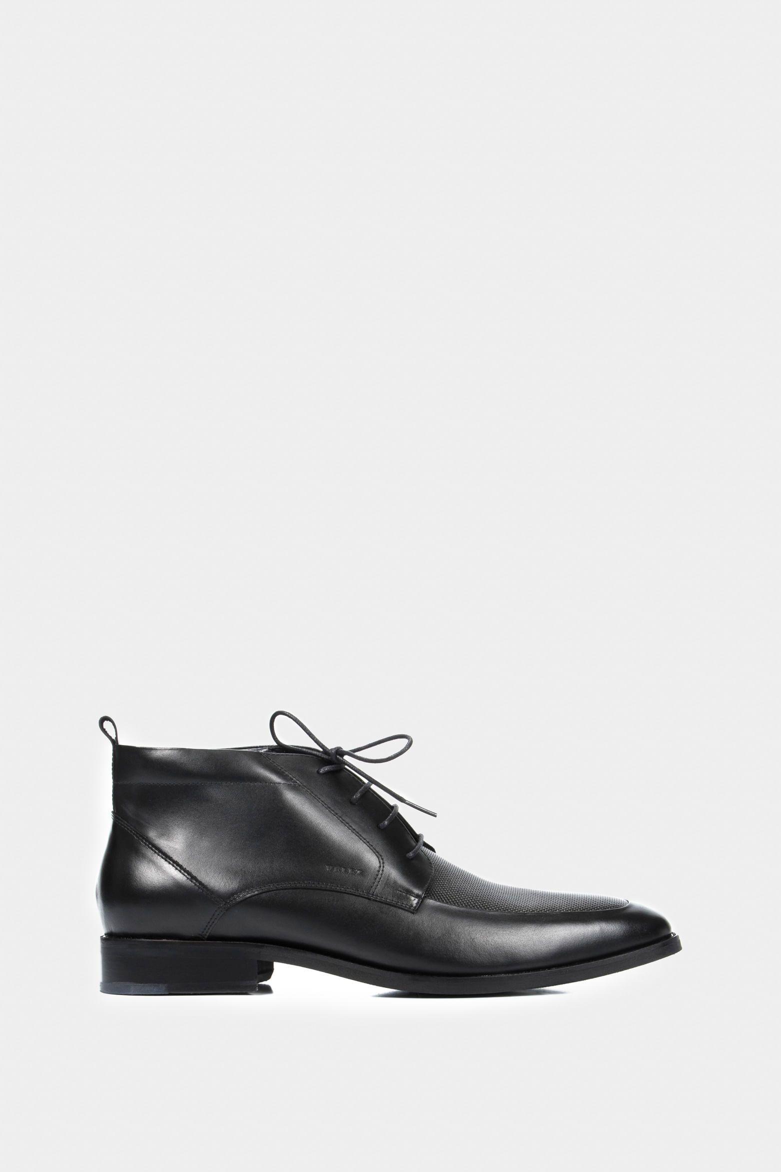 Botas office de cuero para hombre cortes básicos  negro-0