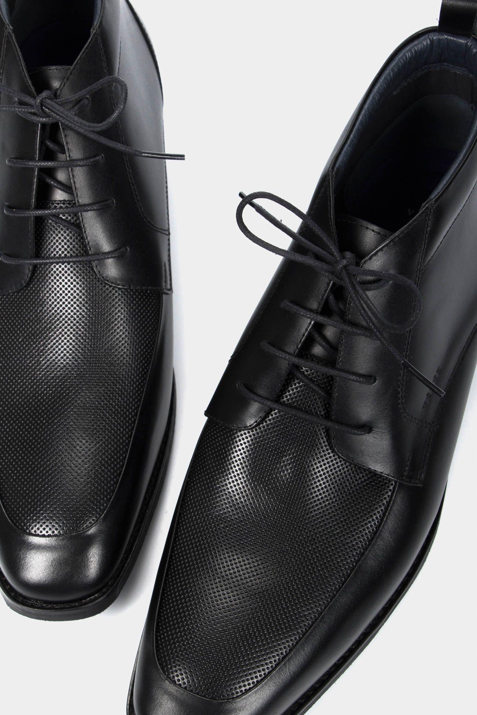 Botas office de cuero para hombre cortes básicos  negro-3