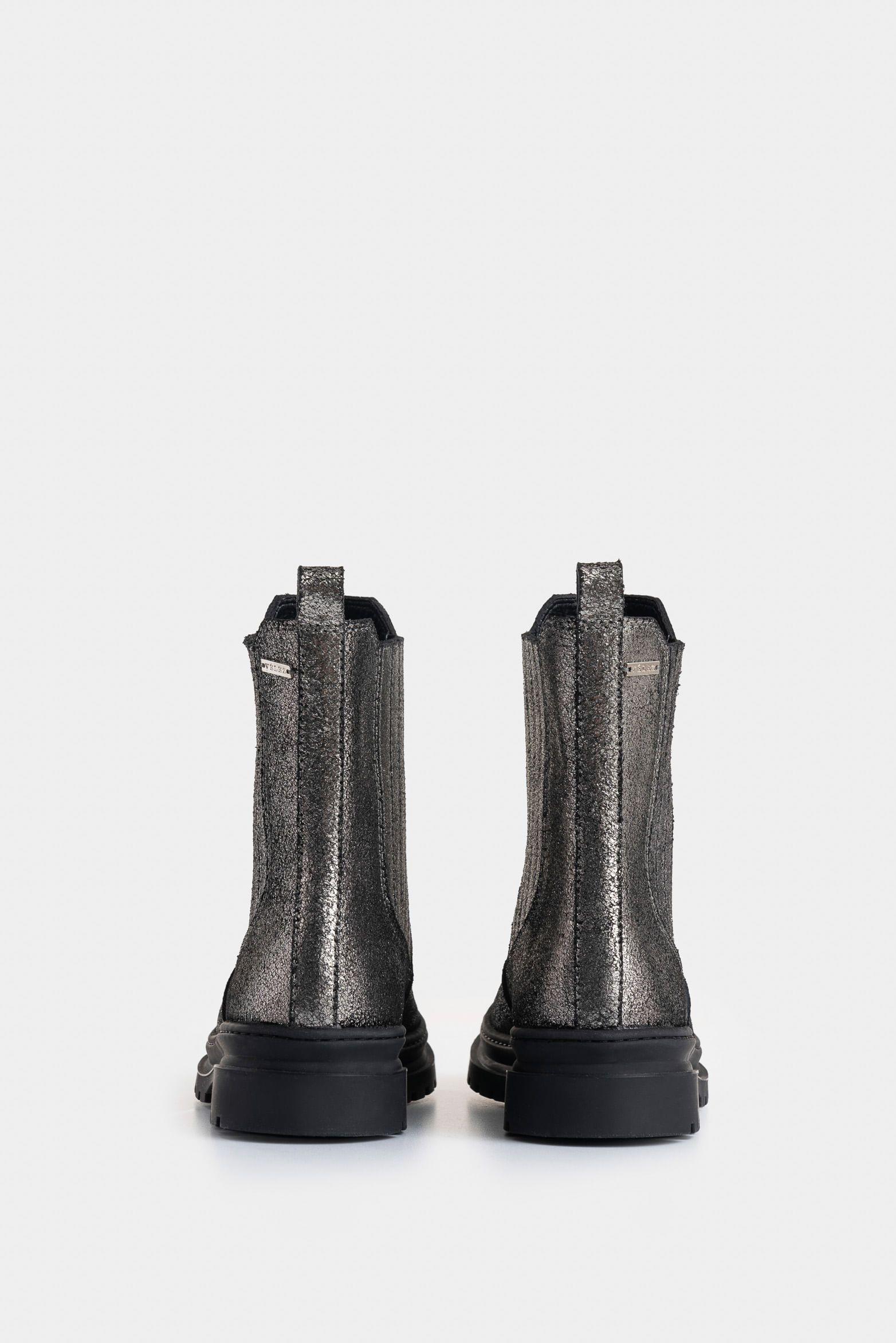 Vélez Botines Orión Cuero Folia Mujer Silueta Chelsea Plata-2