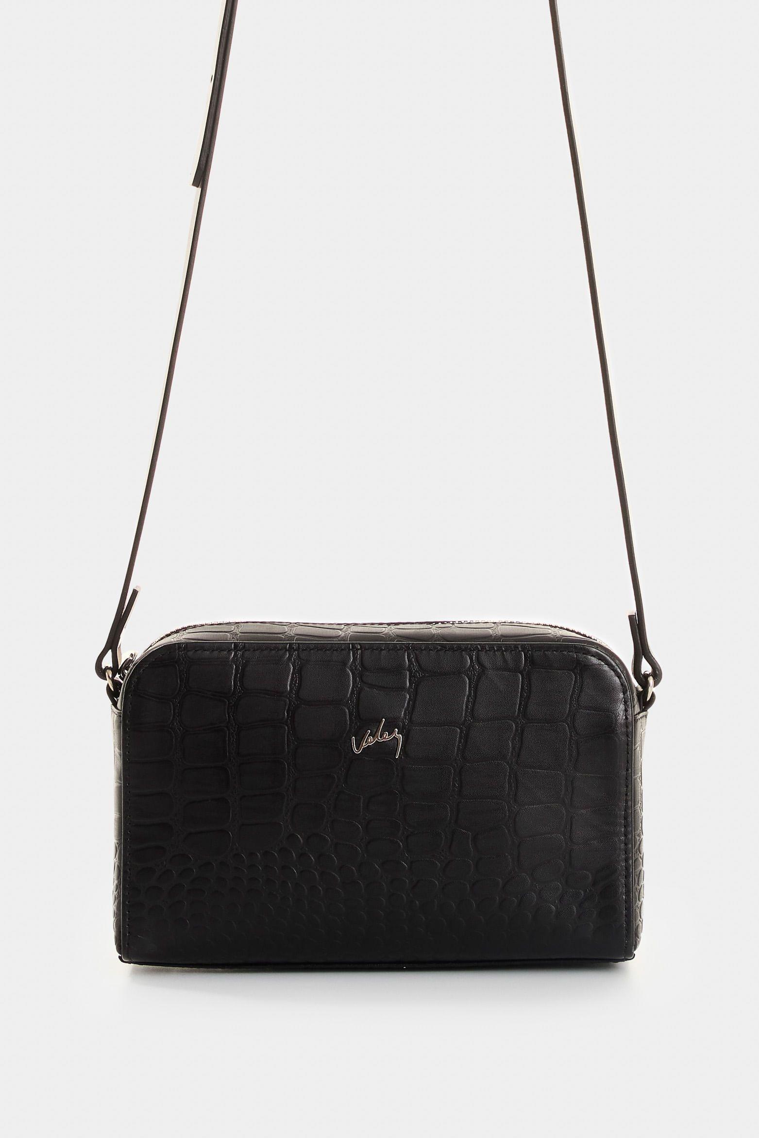 Vélez Bandolera De Cuero Grabado Para Mujer Verona Negro-0