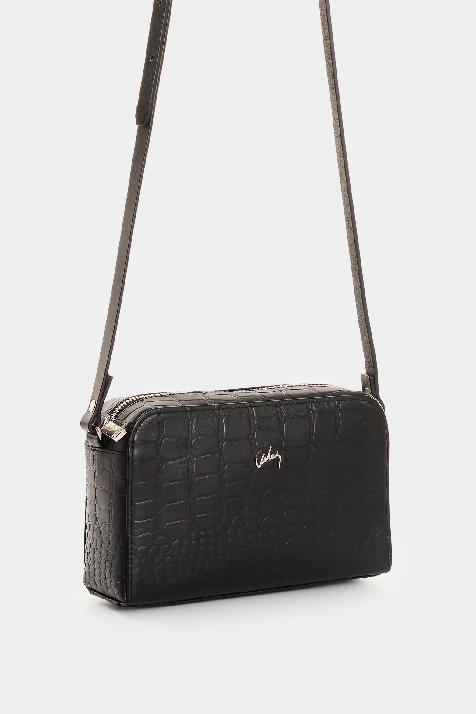 Vélez Bandolera De Cuero Grabado Para Mujer Verona Negro-1