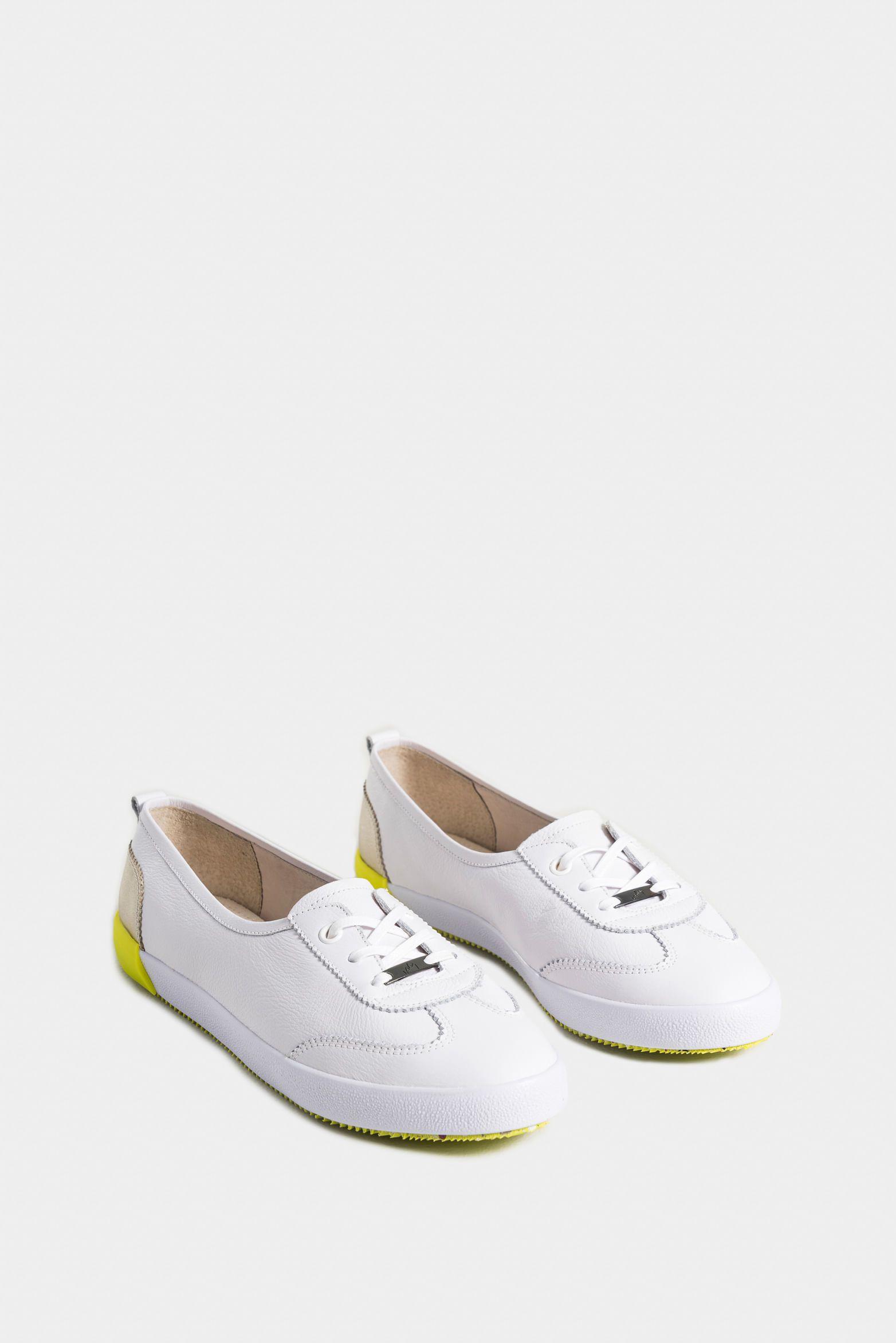 Tenis Atenas 3 de cuero liso para mujer cordón fibra  blanco-1