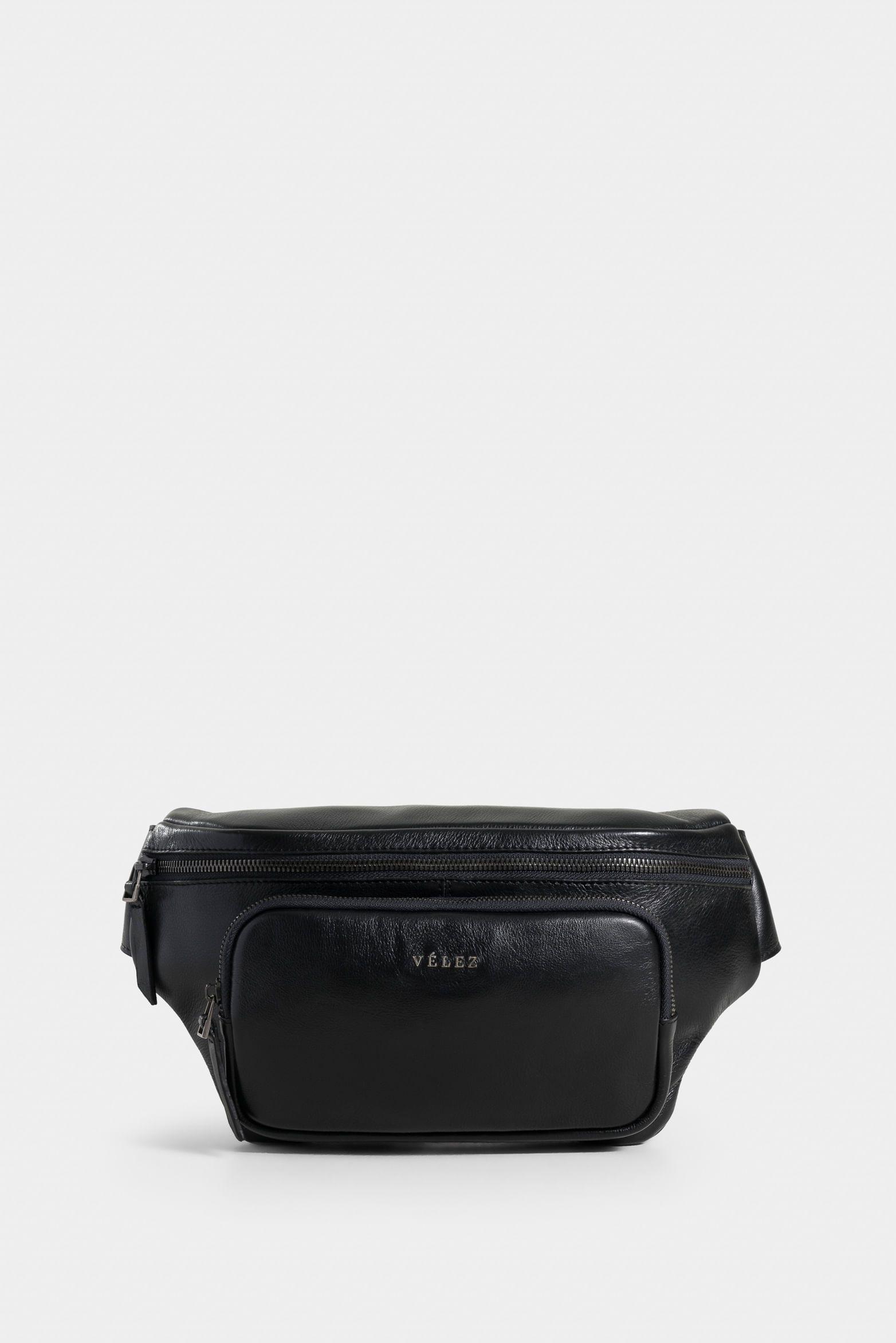 Vélez Riñonera Brunei 2 De Cuero Hombre Espazolado Negro-0