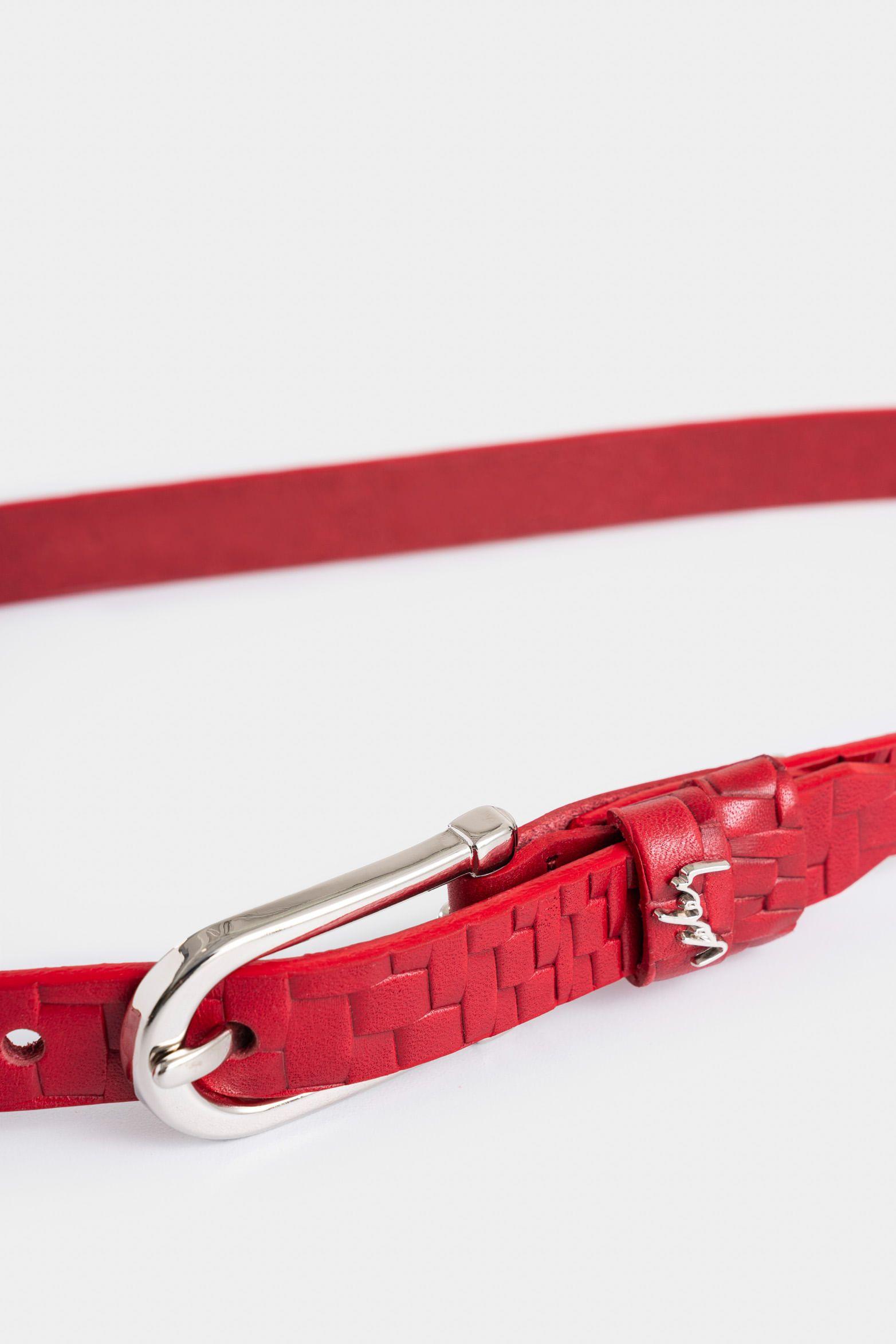 Cinturón unifaz mora de cuero para mujer placa trenza rojo-3