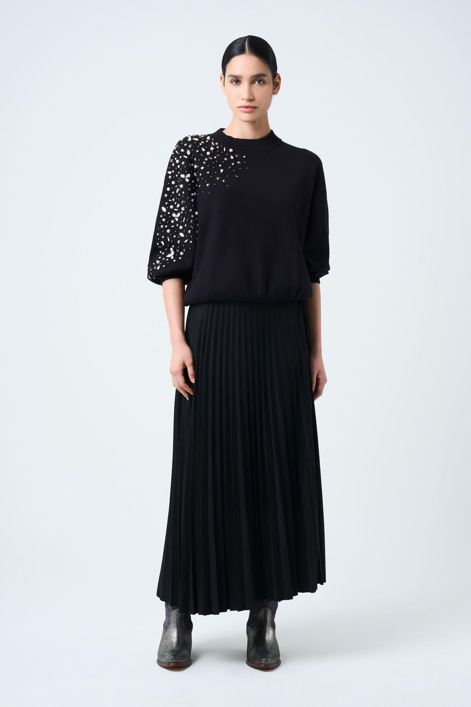 Vélez Sweater Ocaso Tejido Para Mujer Cristales Negro-3