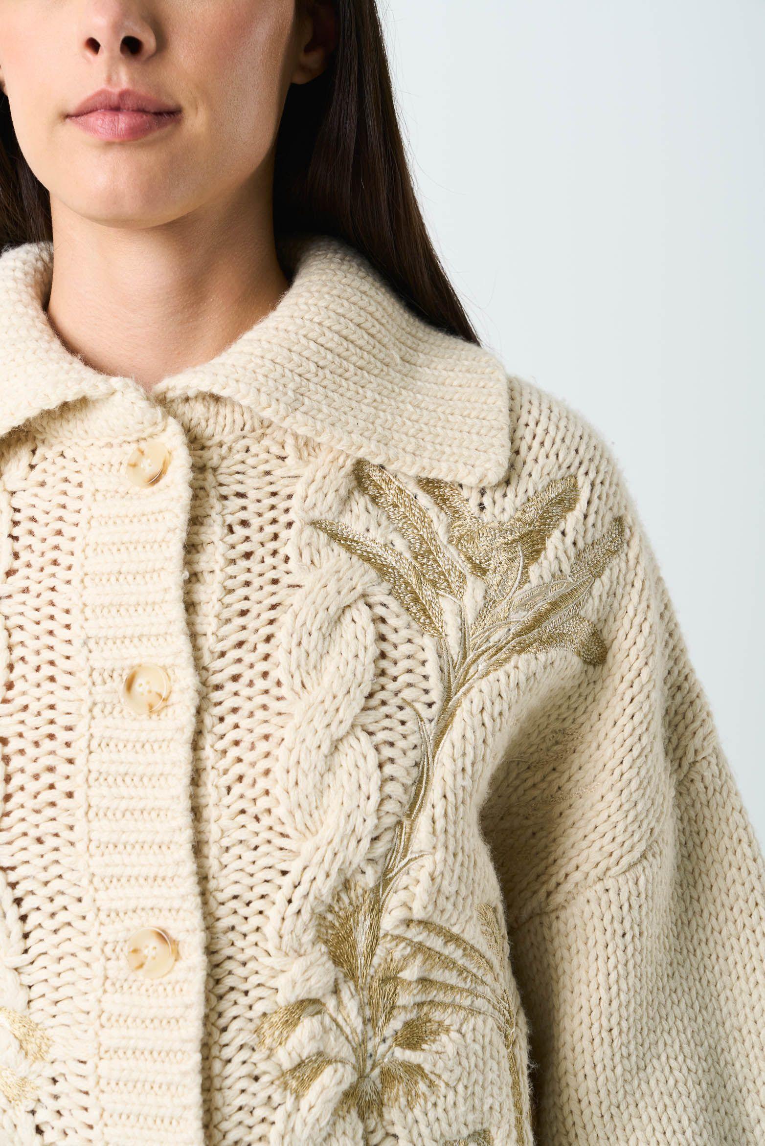 Vélez Cardigan Kalixto Tejido Para Mujer Bordado Arena-5