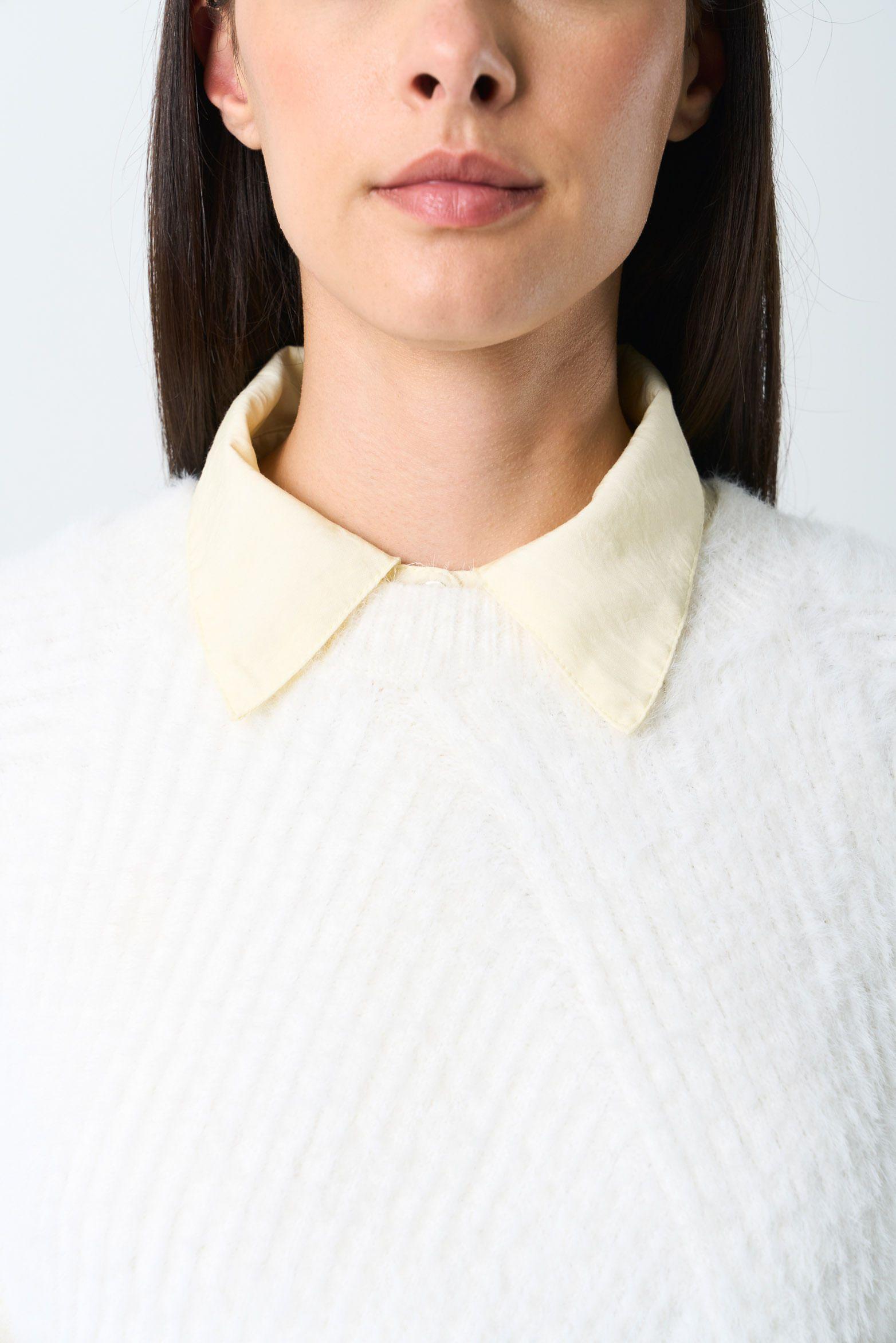 Vélez Sweater Liora Para Mujer Acanalado Asimétrico Crema-5