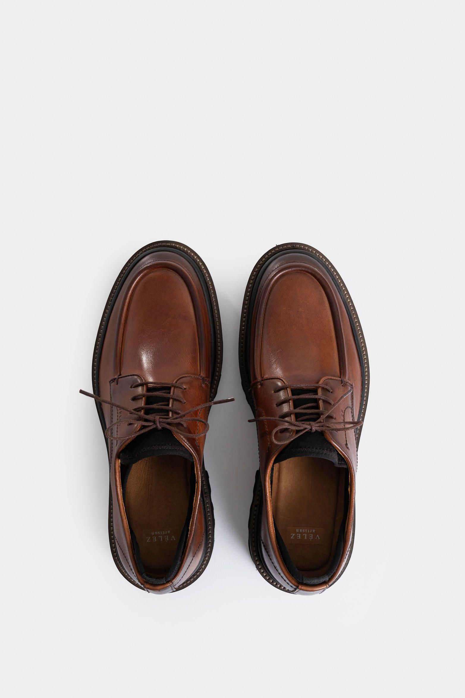 Vélez Zapato De Cordón Hoggar Hombre Acabado Artesanal Miel-3