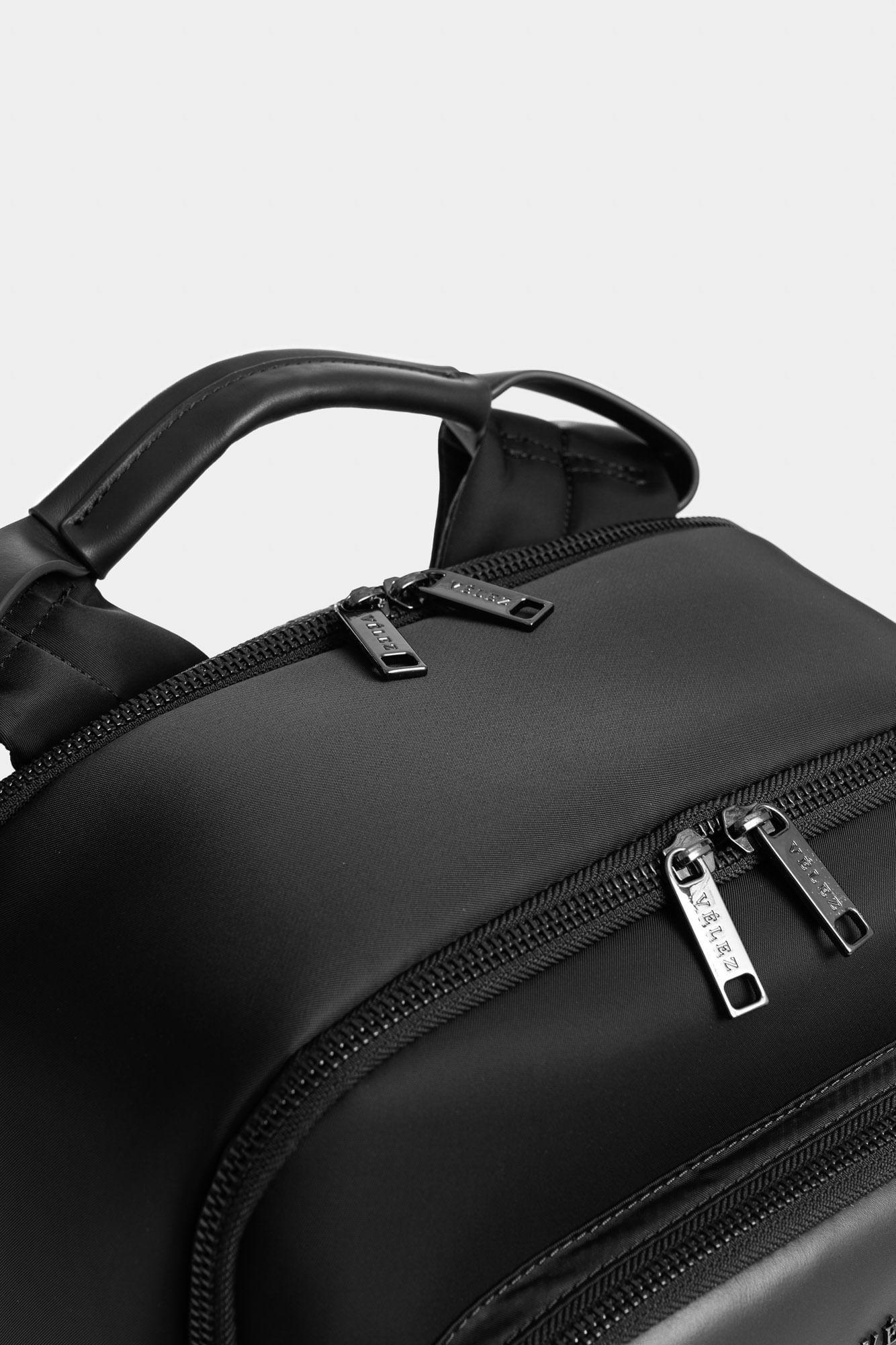 Vélez Mochila Caval Lona Y Cuero Hombre Confort Negro-3