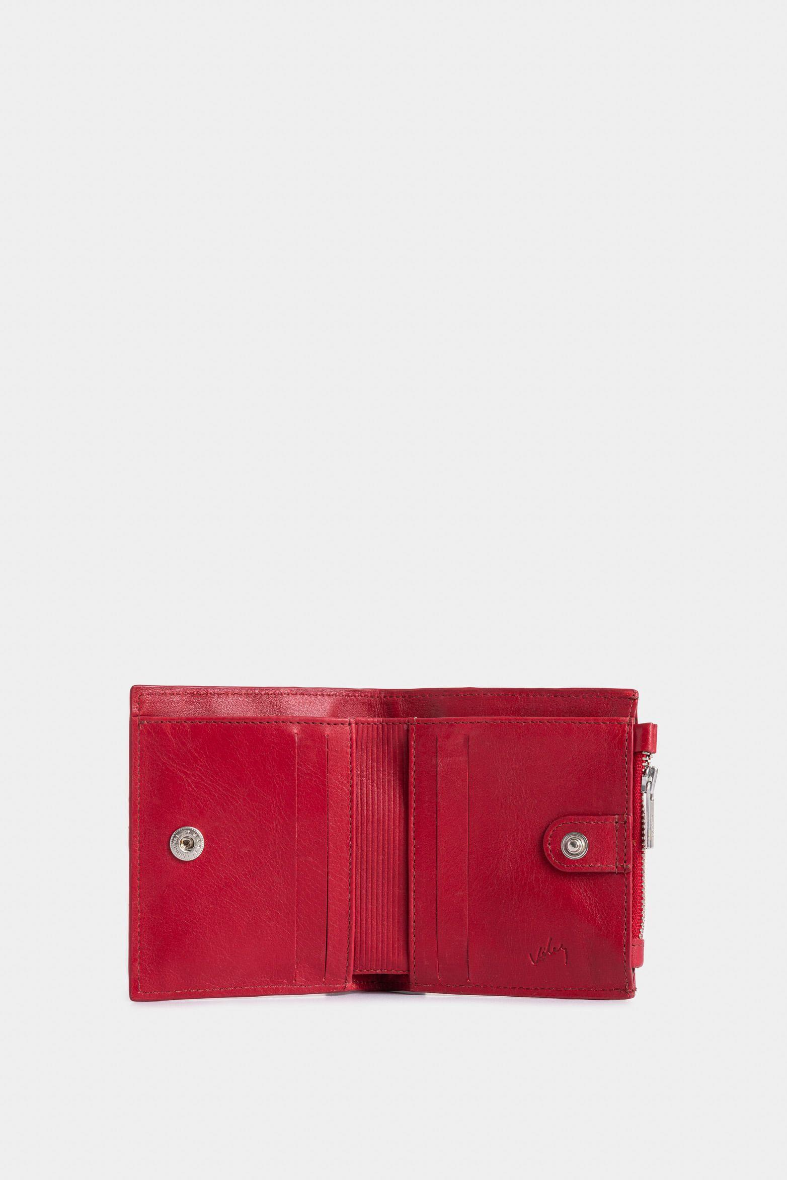 Billetera Golden de cuero para mujer grabado Rojo-1