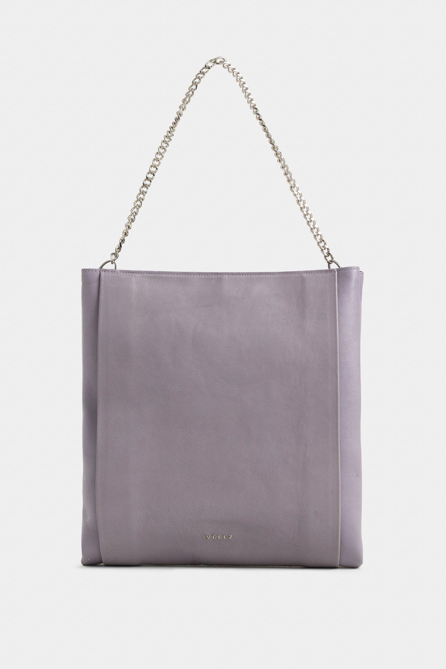 Shopping caltha de cuero para mujer cargadera de mano metálica Lila-0