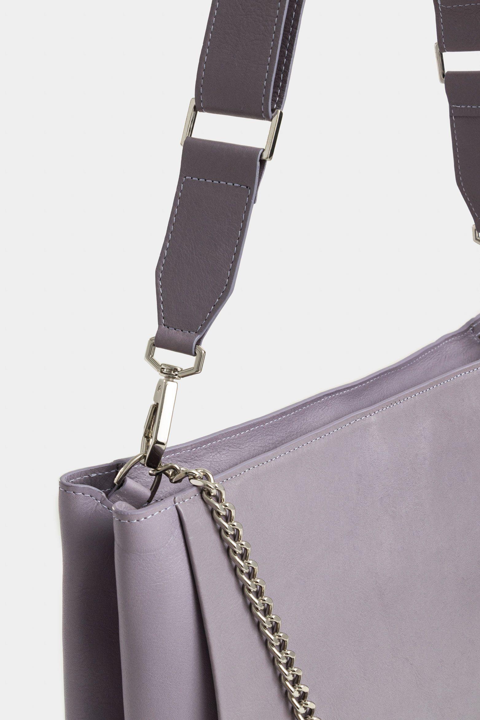 Shopping caltha de cuero para mujer cargadera de mano metálica Lila-3