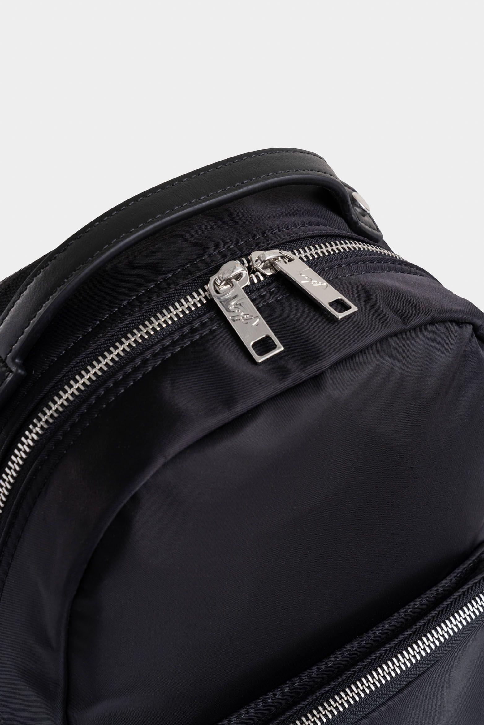 Mochila Púrpura pequeño de lona para mujer manija cuero Negro-3