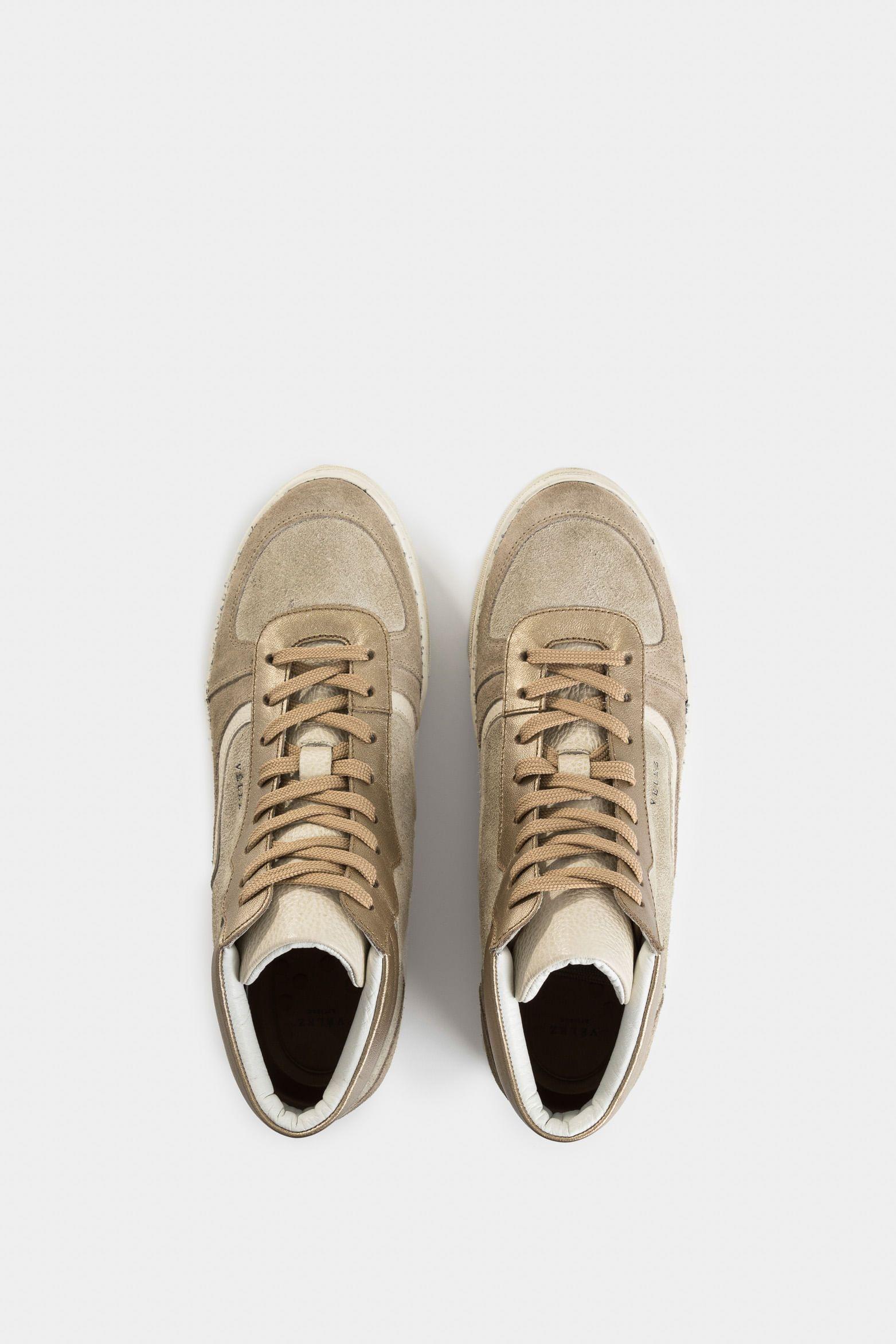 Tenis tipo bota Magena de cuero para mujer acabado vintage arena-3