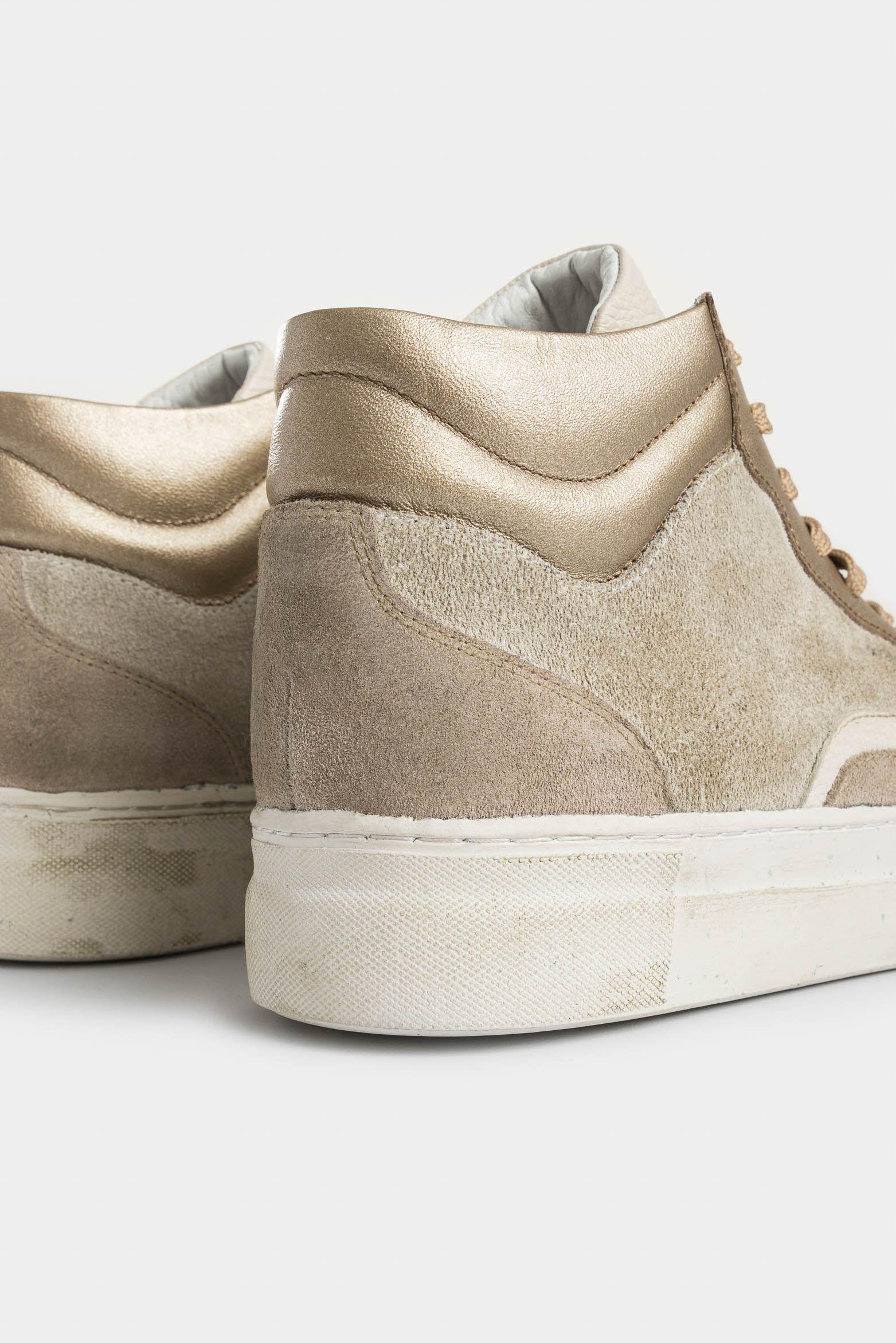 Tenis tipo bota Magena de cuero para mujer acabado vintage arena-4