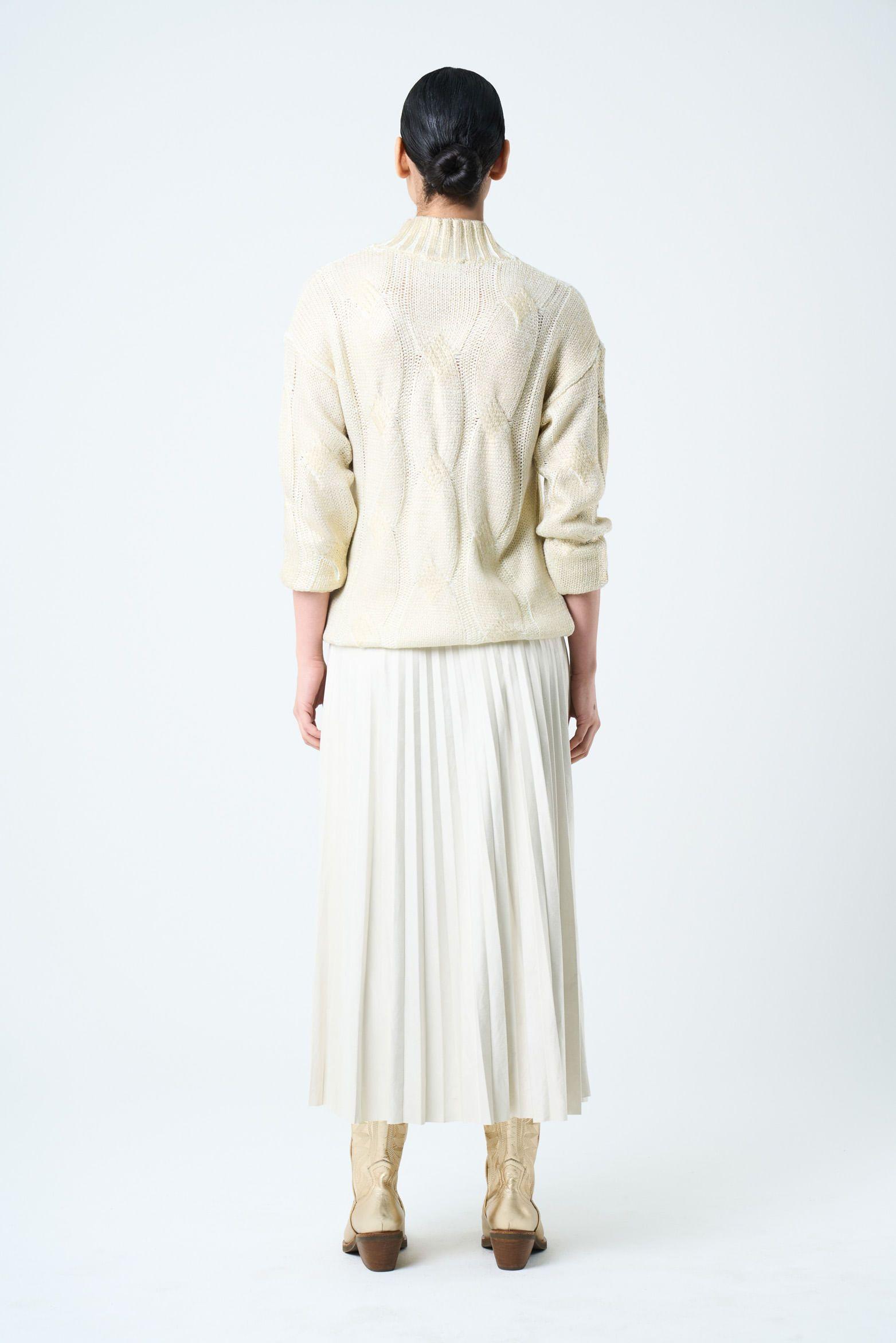 Vélez Sweater Rock Tejido Rectilíneo Mujer Metalizado Dorado-2