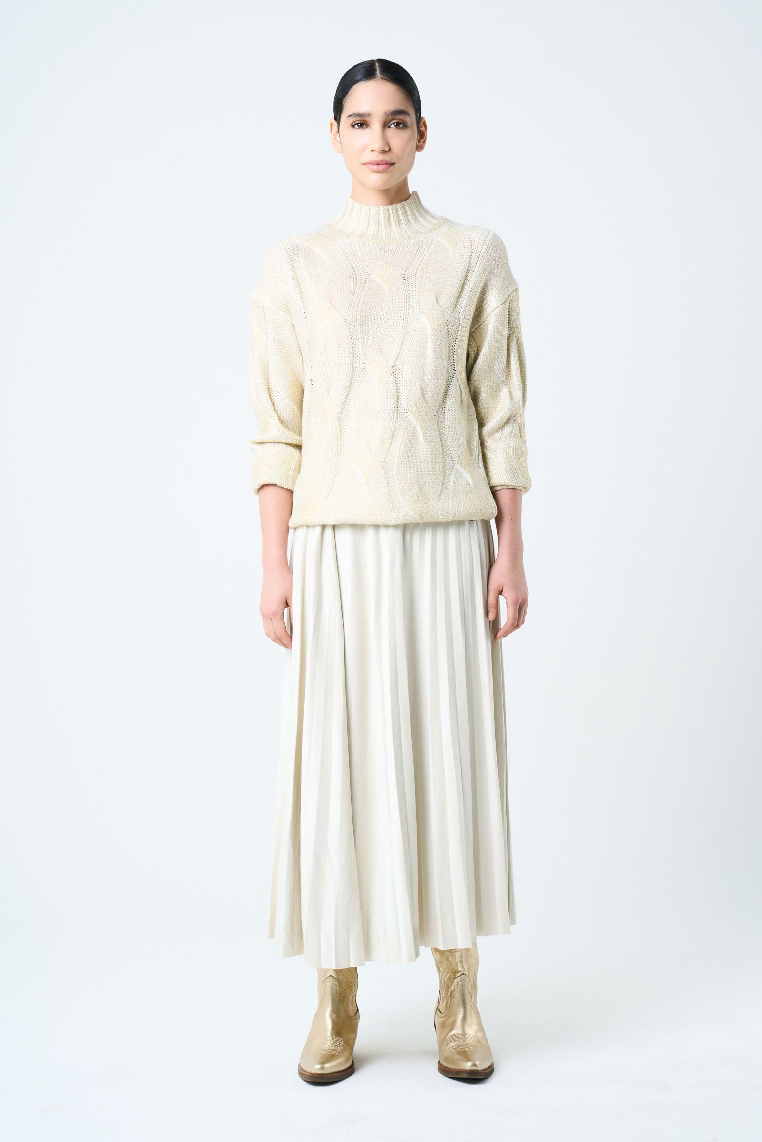 Vélez Sweater Rock Tejido Rectilíneo Mujer Metalizado Dorado-3