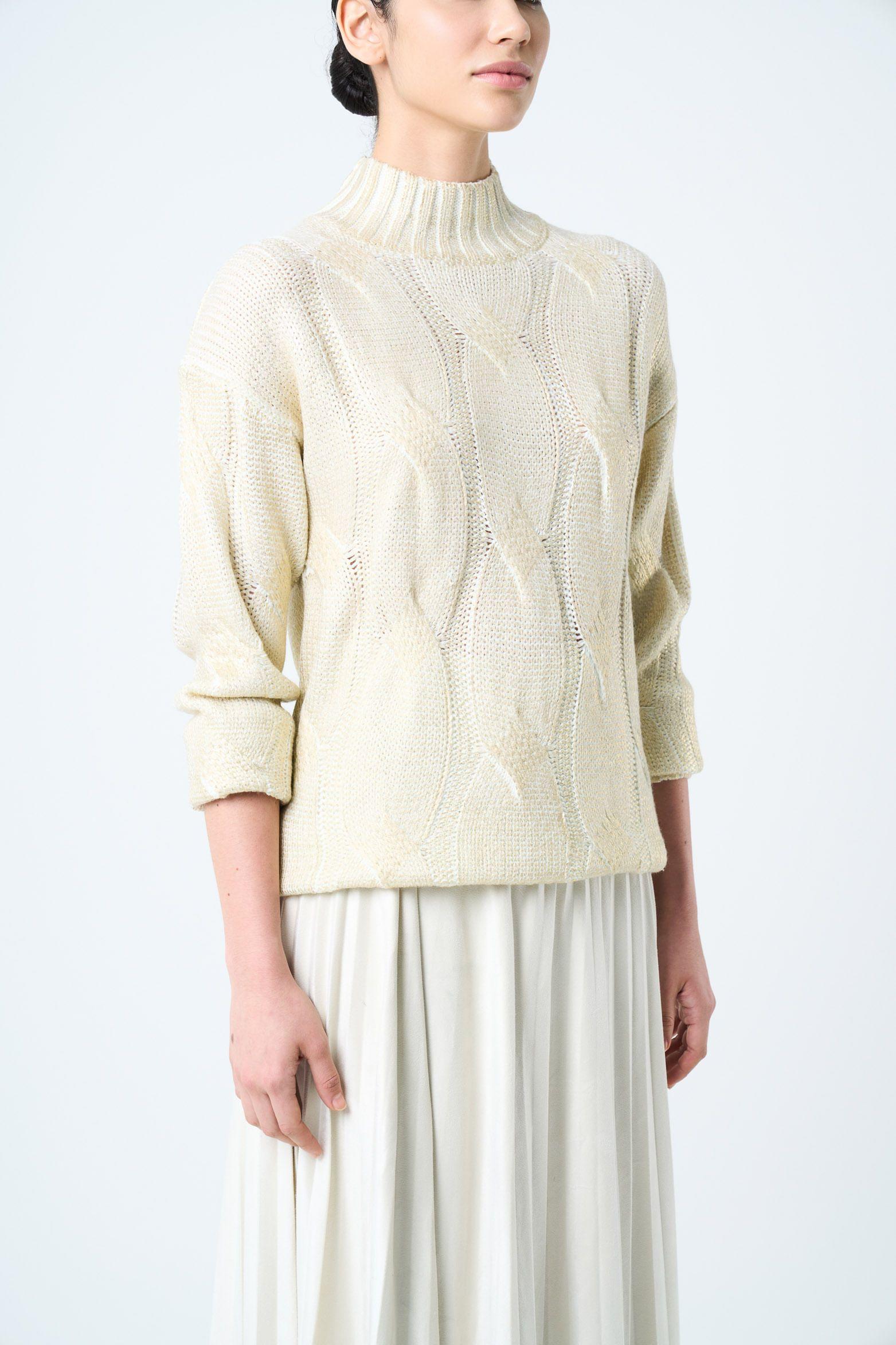 Vélez Sweater Rock Tejido Rectilíneo Mujer Metalizado Dorado-4