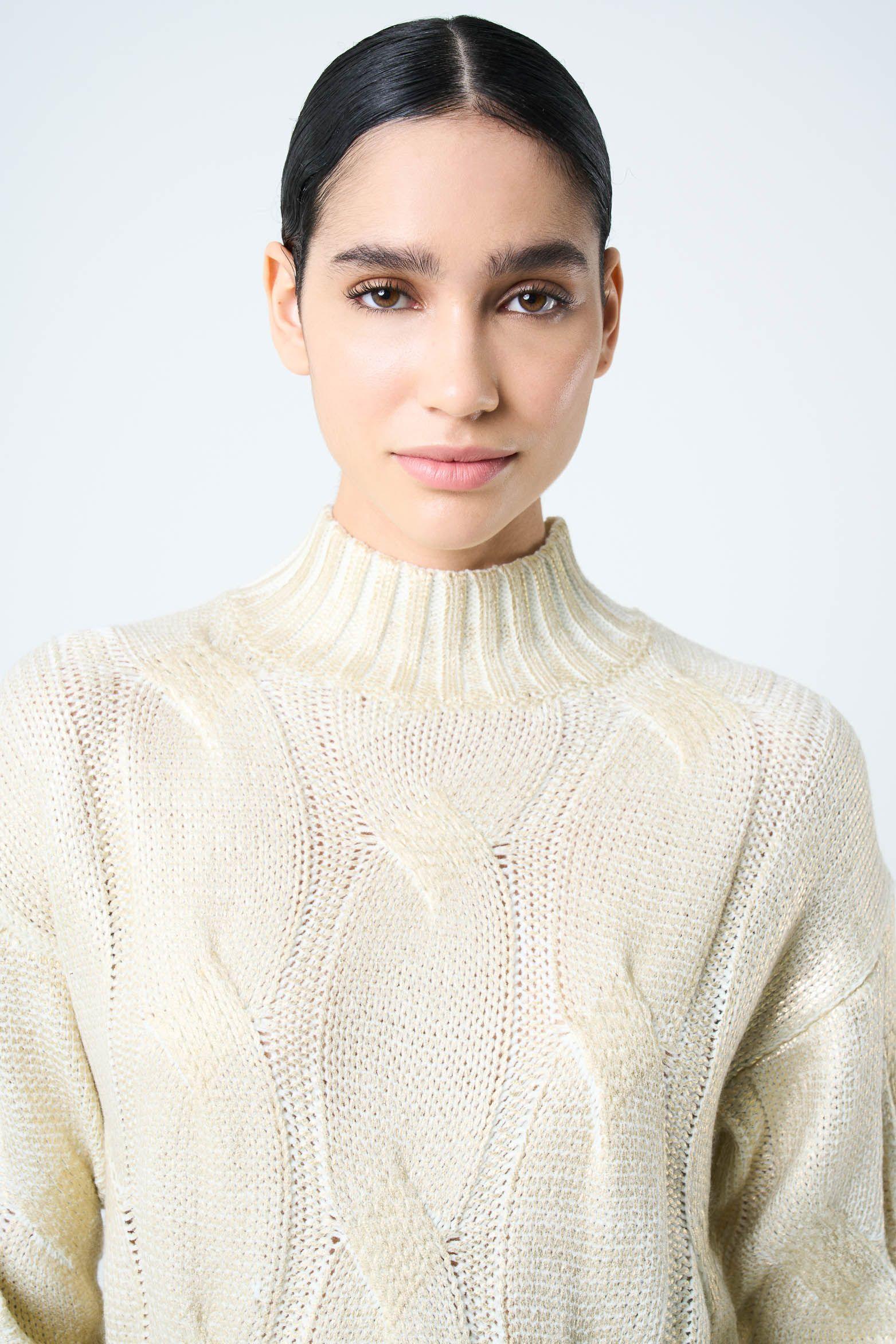 Vélez Sweater Rock Tejido Rectilíneo Mujer Metalizado Dorado-5