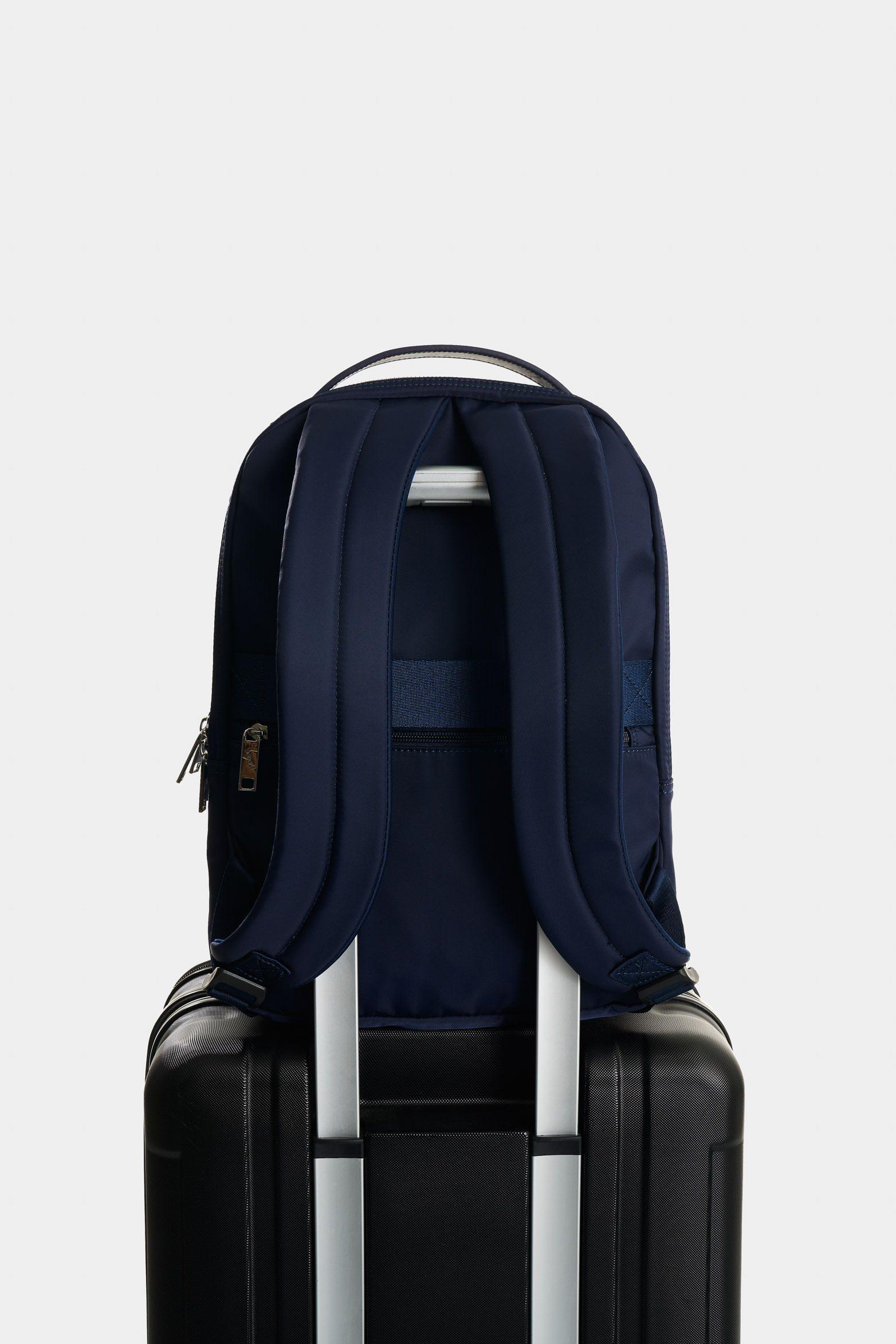 Vélez Mochila Púrpura De Lona Para Mujer Manija Cuero Azul-2