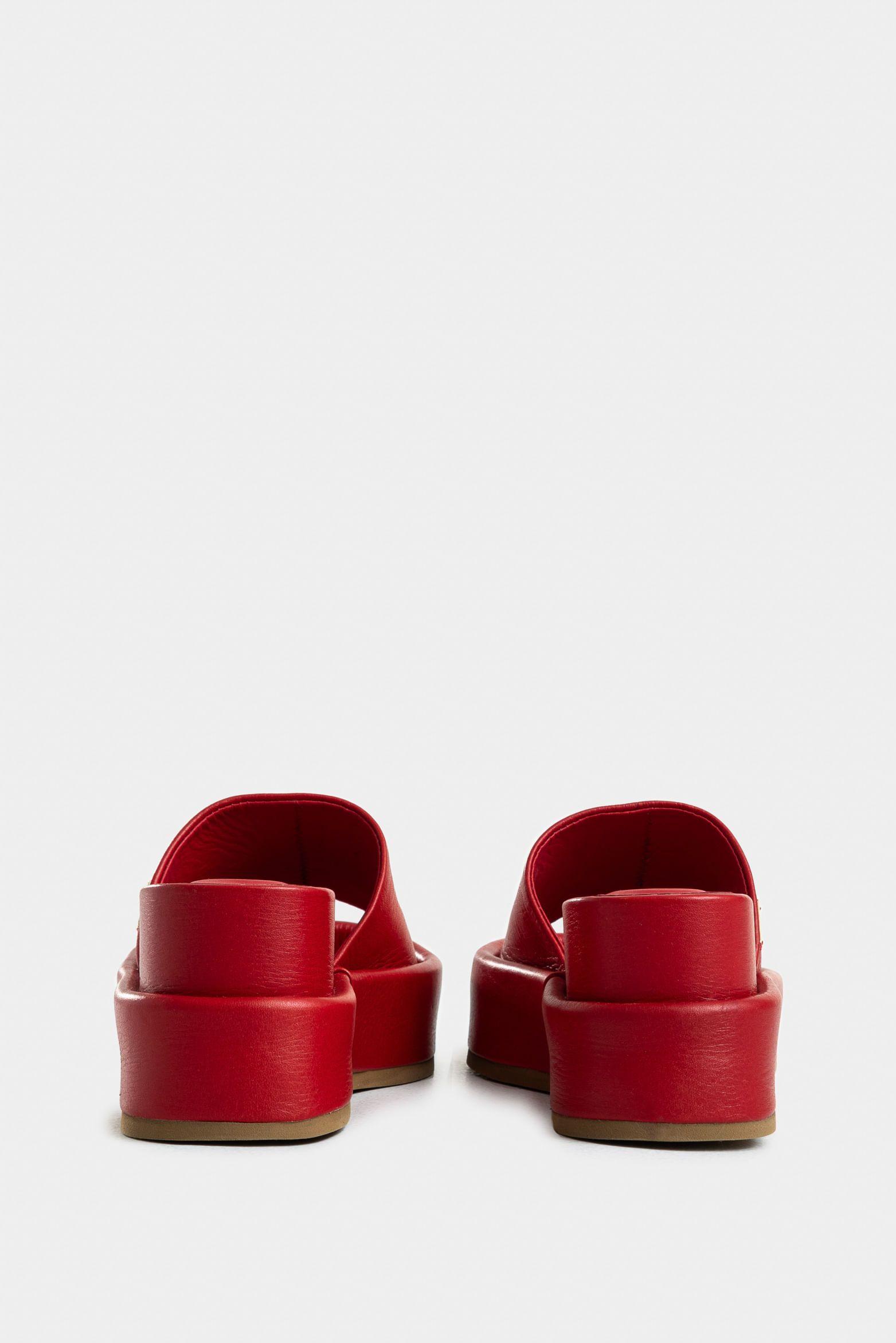 Vélez Sandalia Plataforma Geranio Cuero Mujer Rojo-2