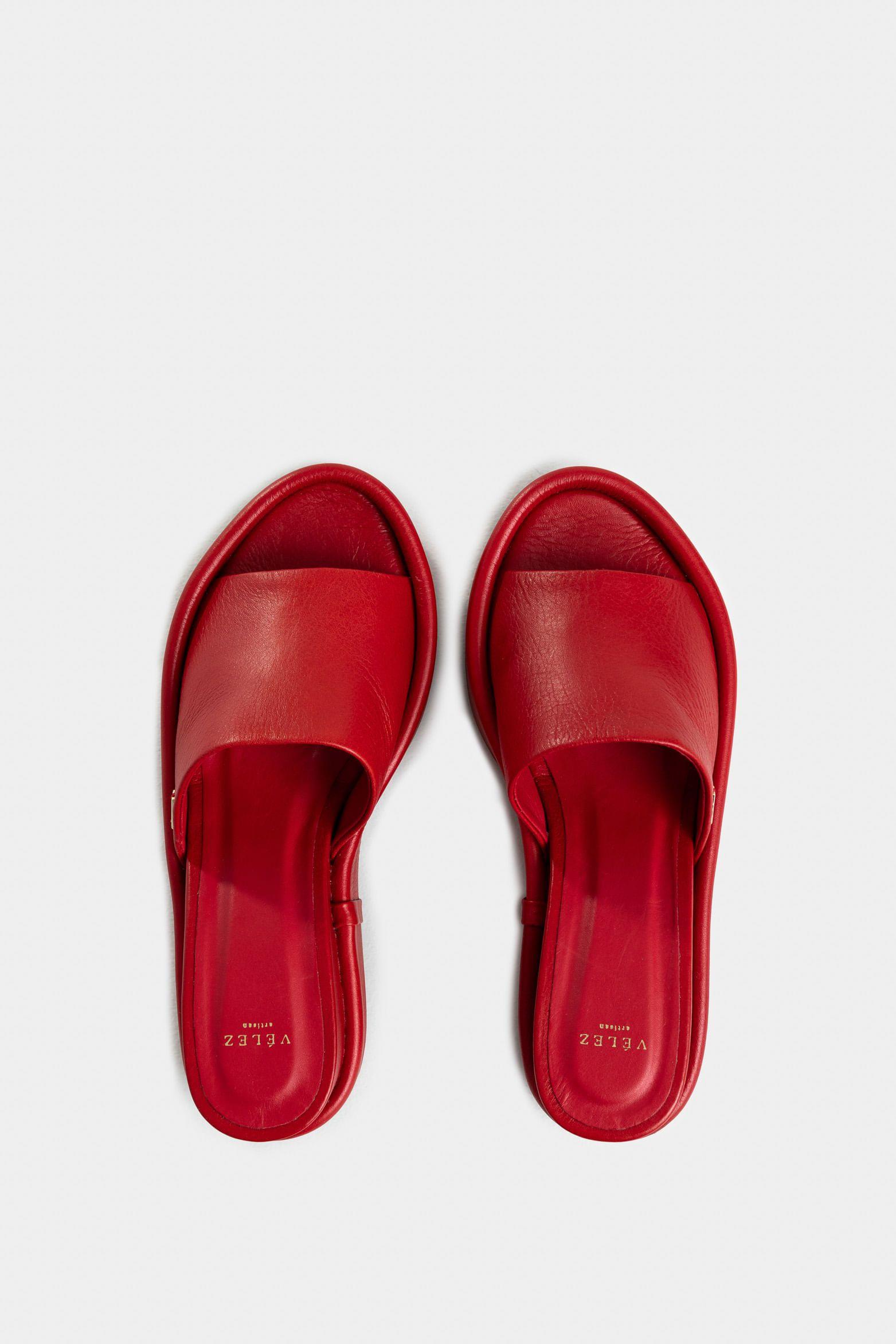 Vélez Sandalia Plataforma Geranio Cuero Mujer Rojo-3