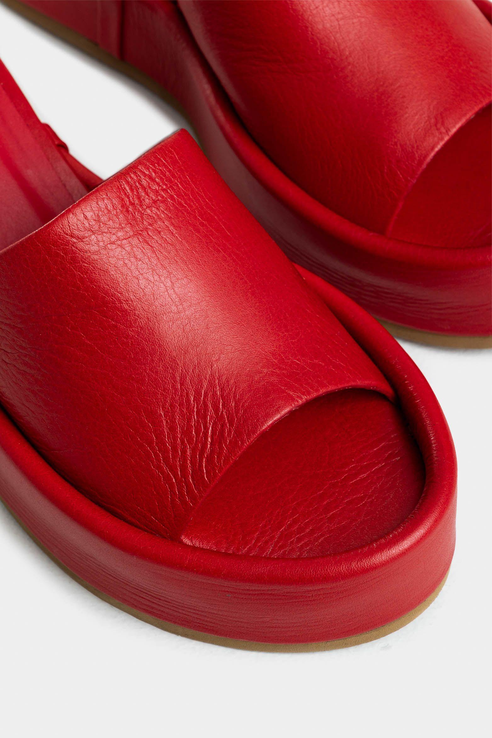 Vélez Sandalia Plataforma Geranio Cuero Mujer Rojo-4