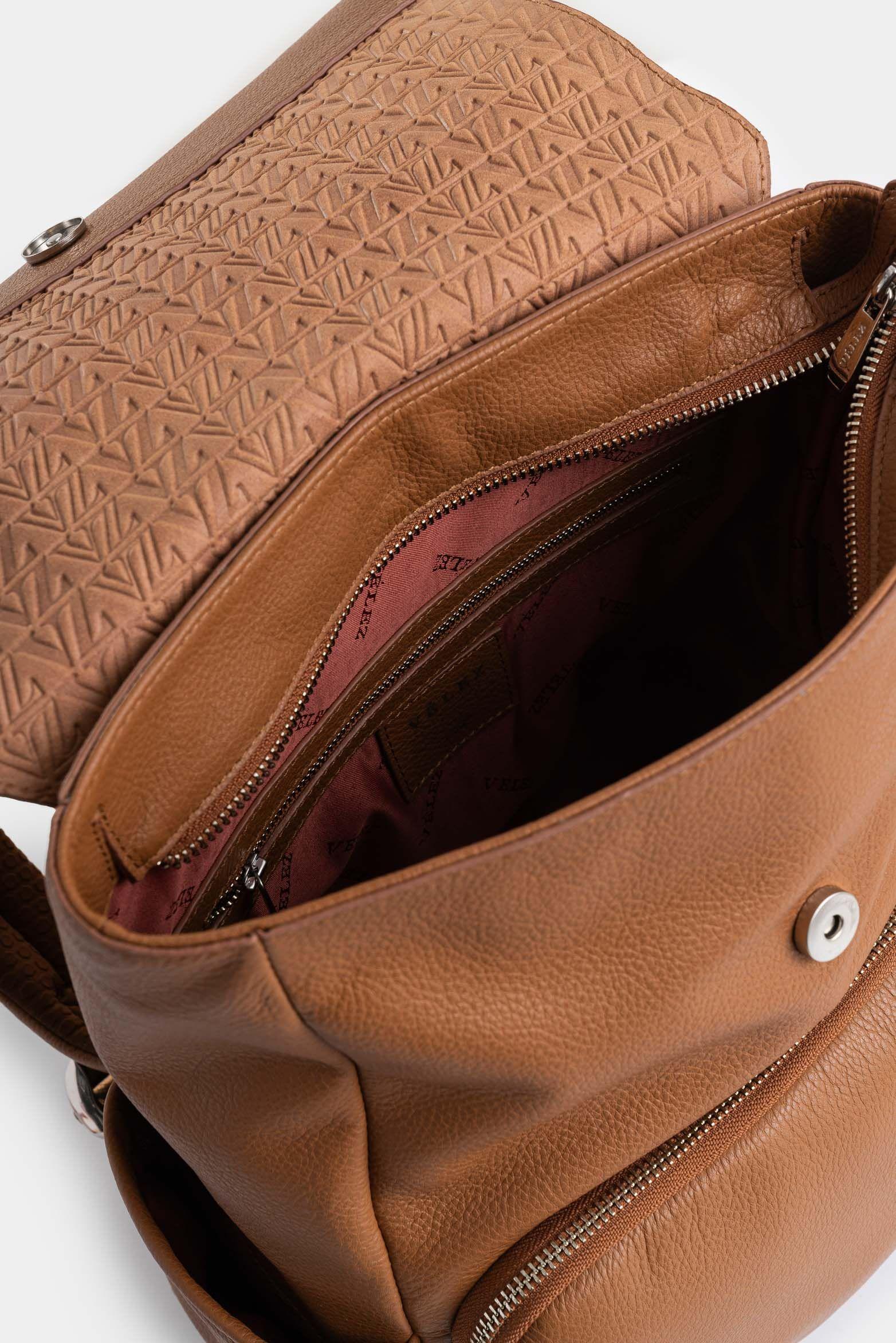 Morral Zermatt de cuero para mujer contemporáneo miel-4