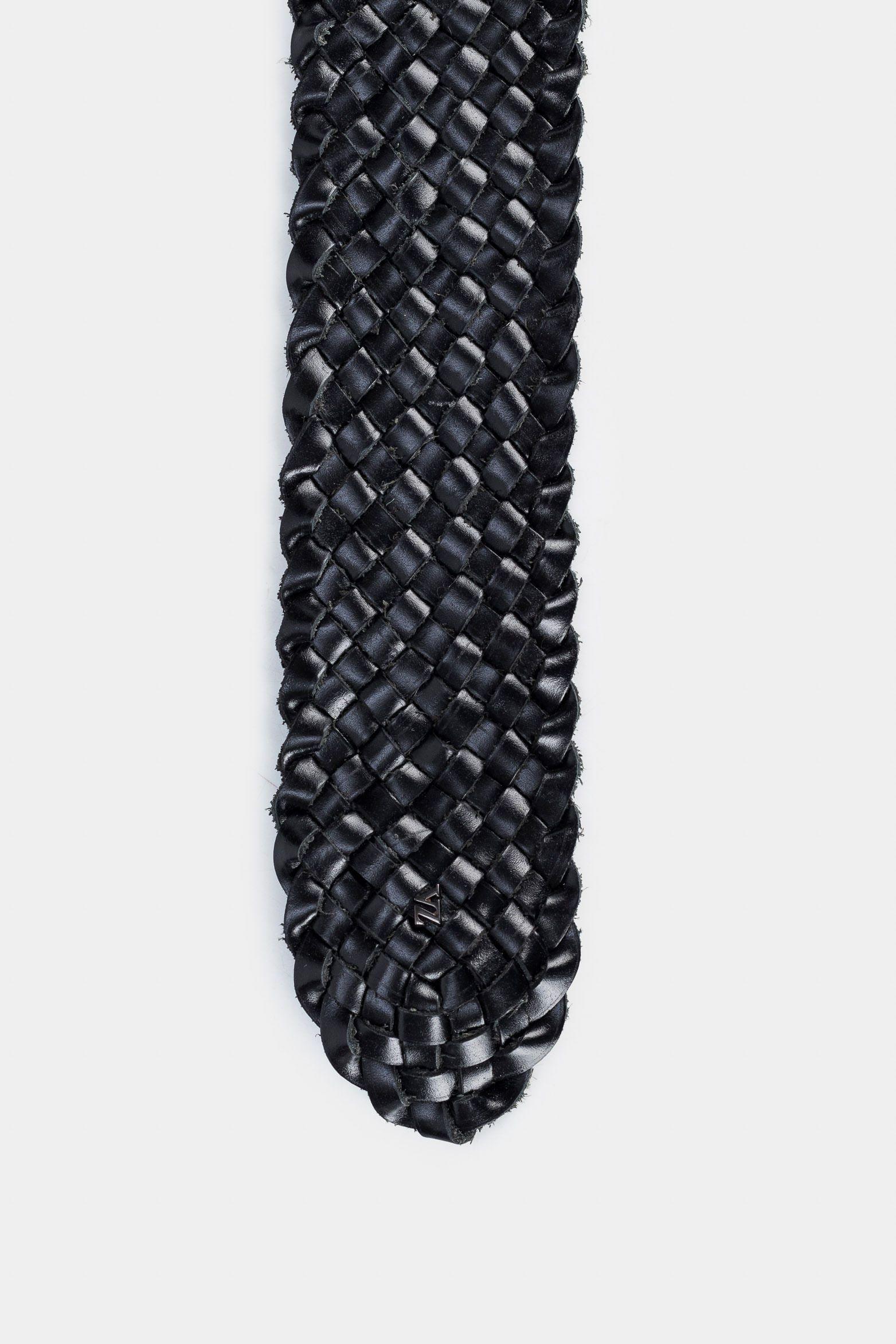 Fajón unifaz luxo de cuero para mujer trenzado negro-3