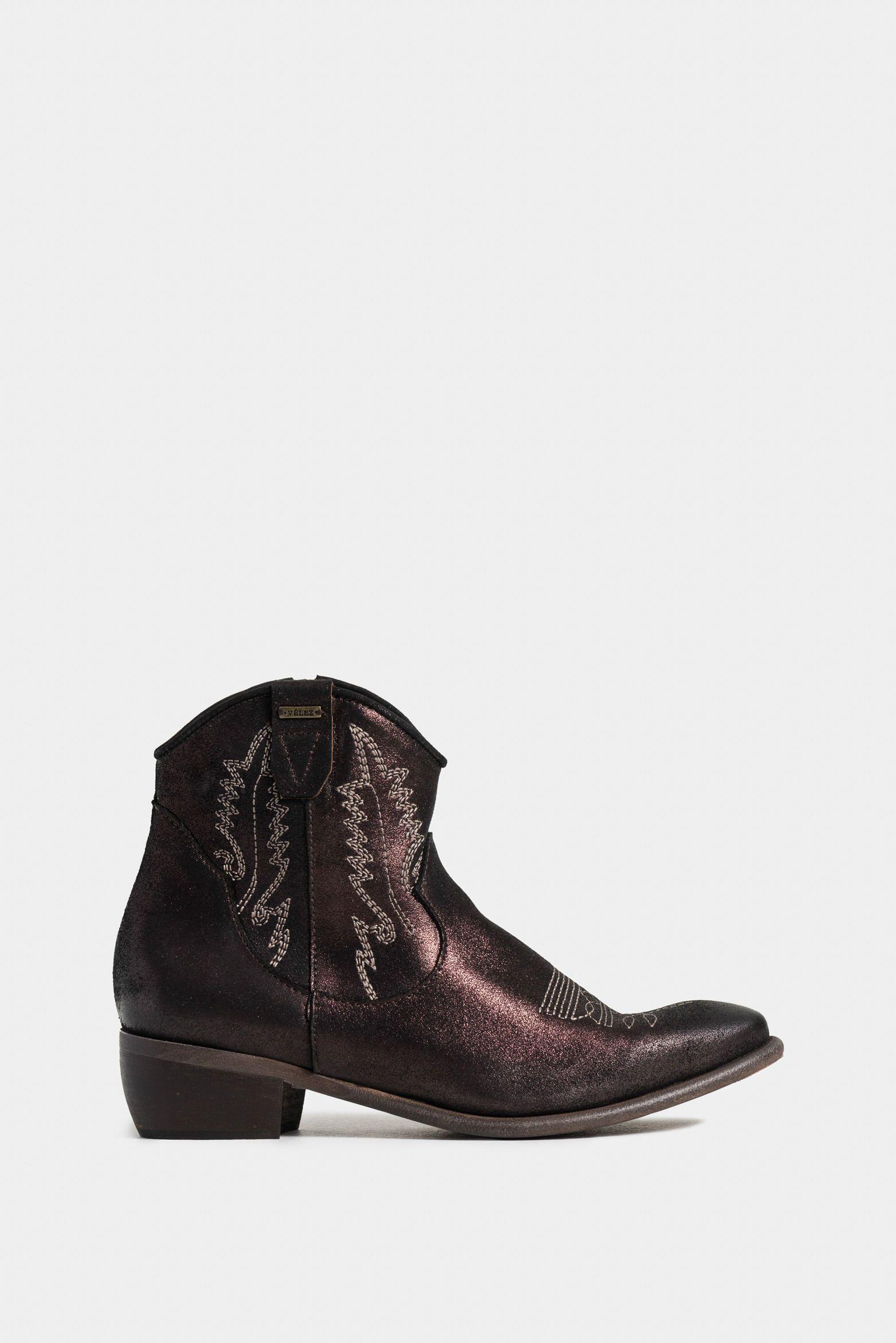 Botines maritimus de cuero para mujer acabado rústico Cafe-0