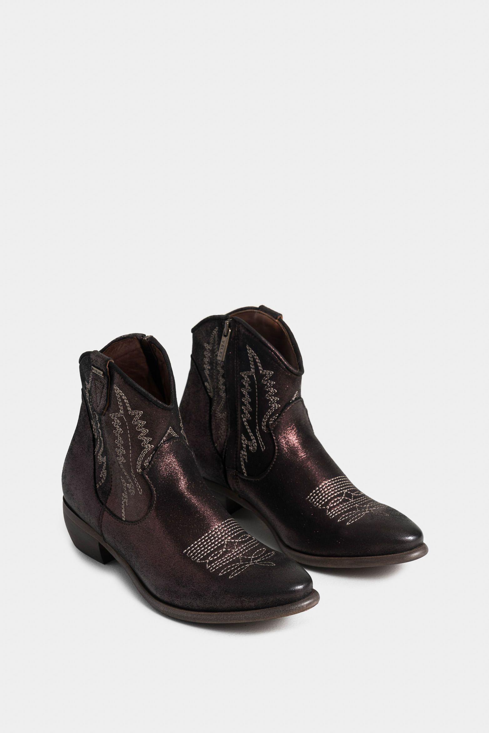 Botines maritimus de cuero para mujer acabado rústico Cafe-1