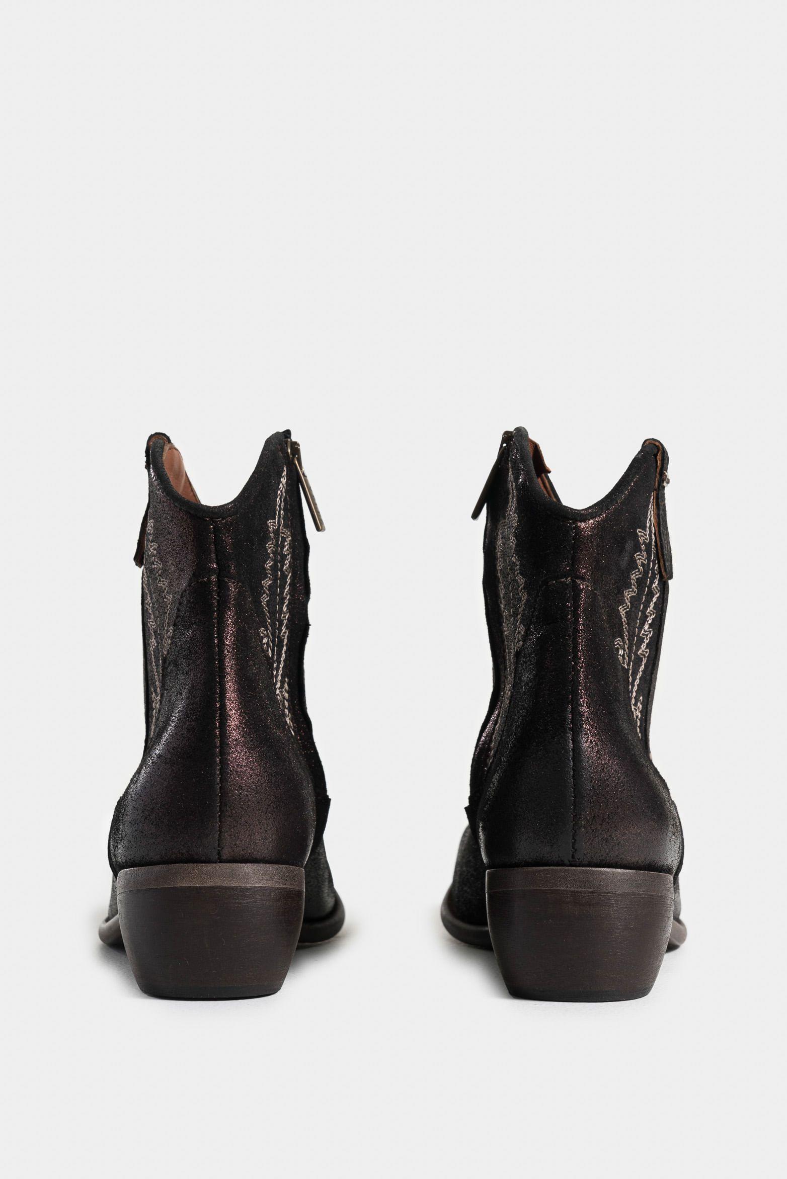 Botines maritimus de cuero para mujer acabado rústico Cafe-2