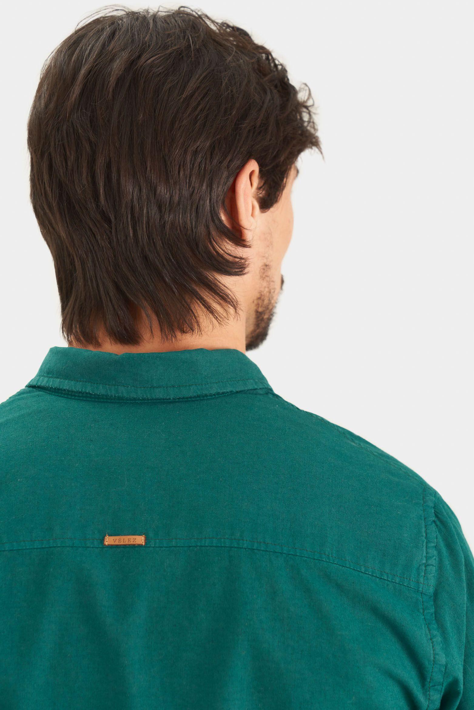 Vélez Camisa Manga Larga Eridanus En Tela Premium Hombre Verde-3