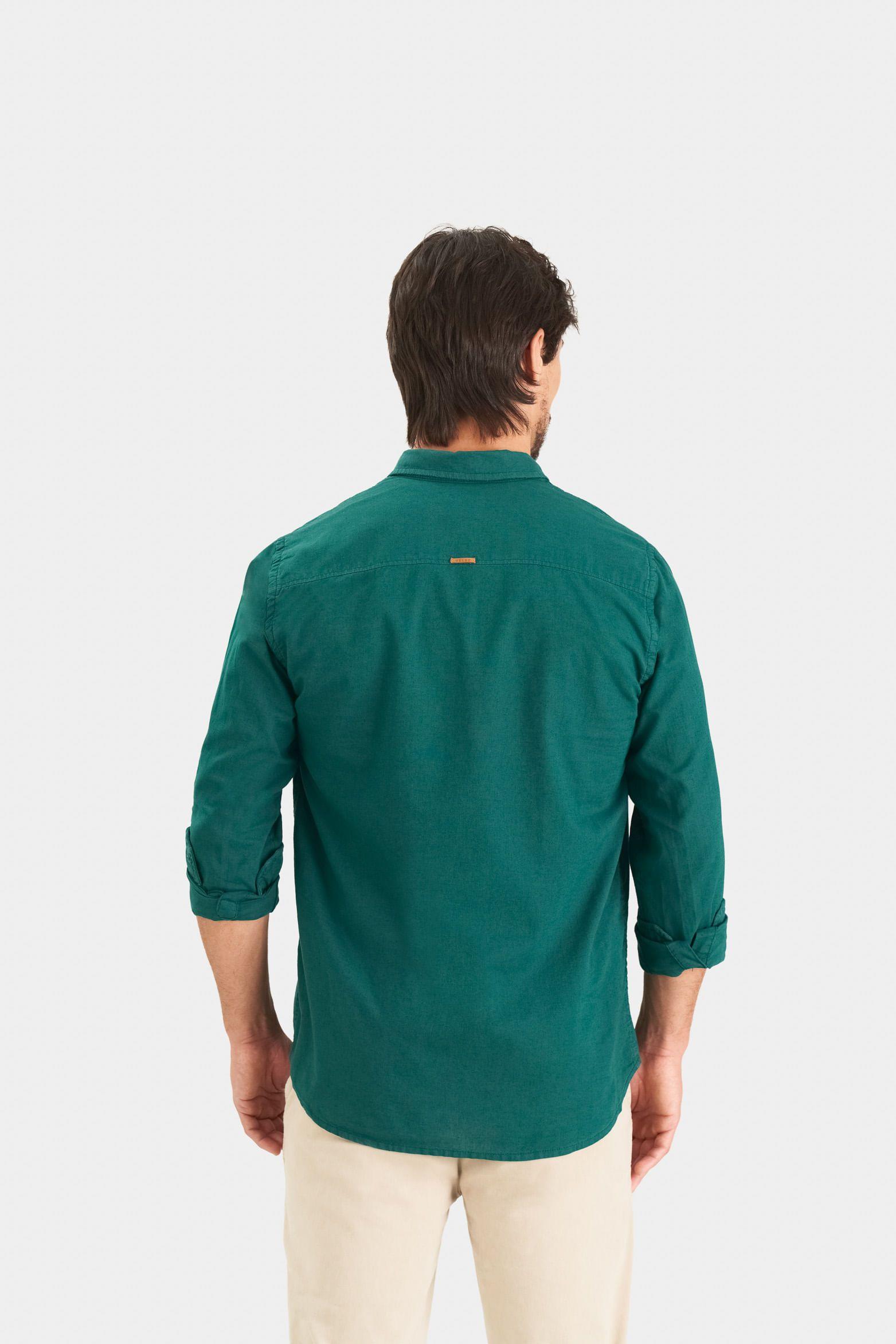 Vélez Camisa Manga Larga Eridanus En Tela Premium Hombre Verde-4