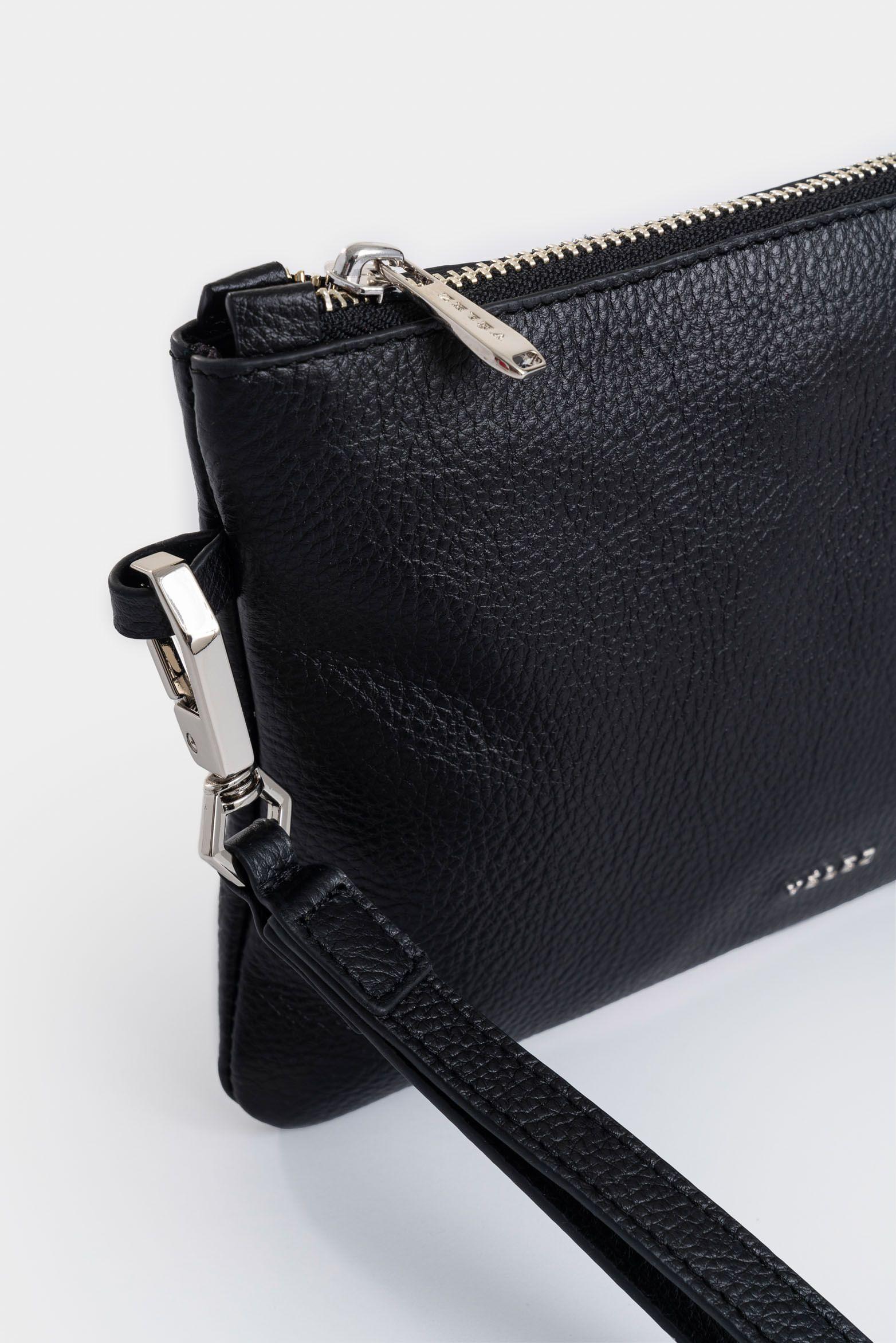 Cosmetiquera Storni de cuero para mujer manija removible negro-3
