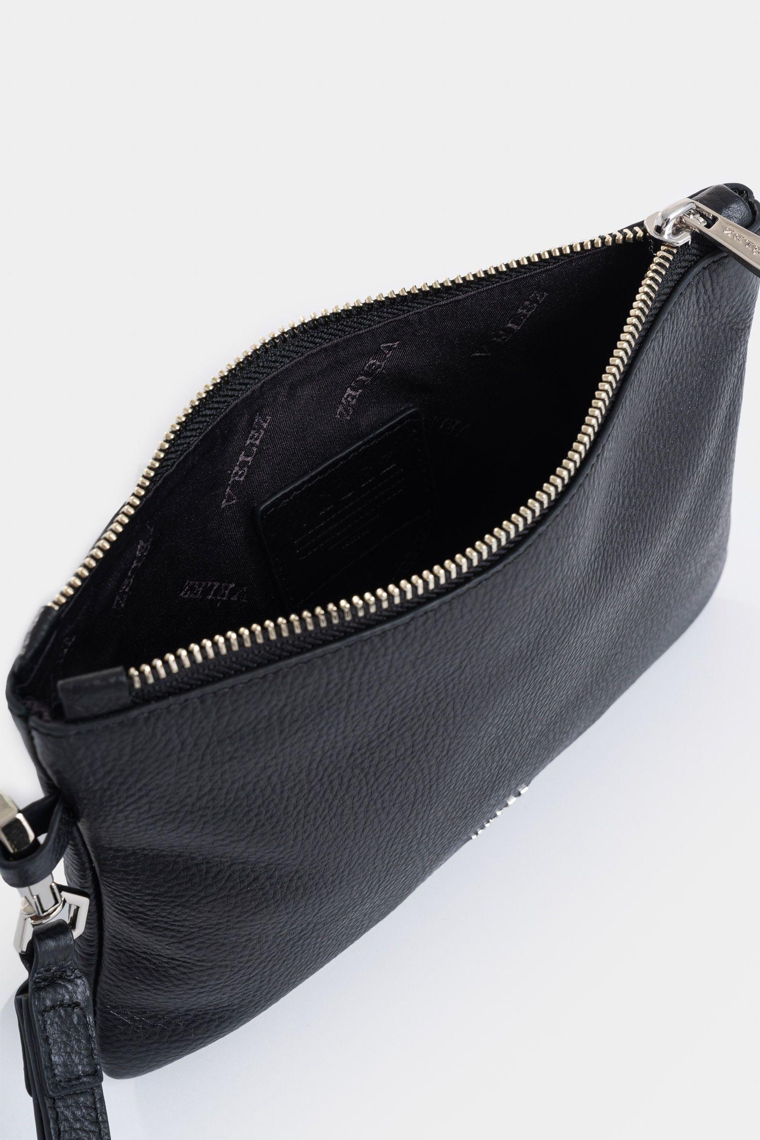 Cosmetiquera Storni de cuero para mujer manija removible negro-4