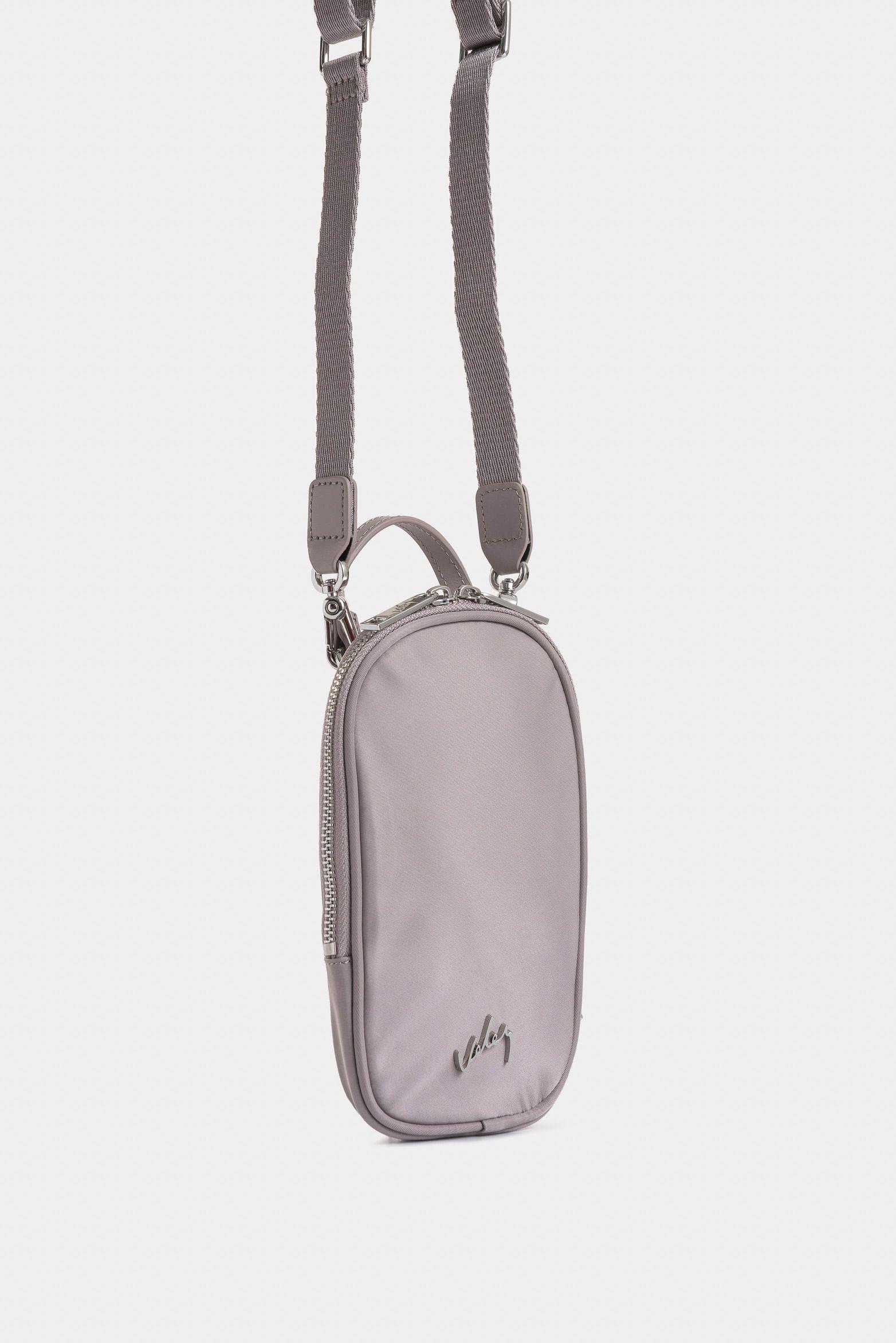 Manos libres Elora en lona para mujer manija cuero gris-1