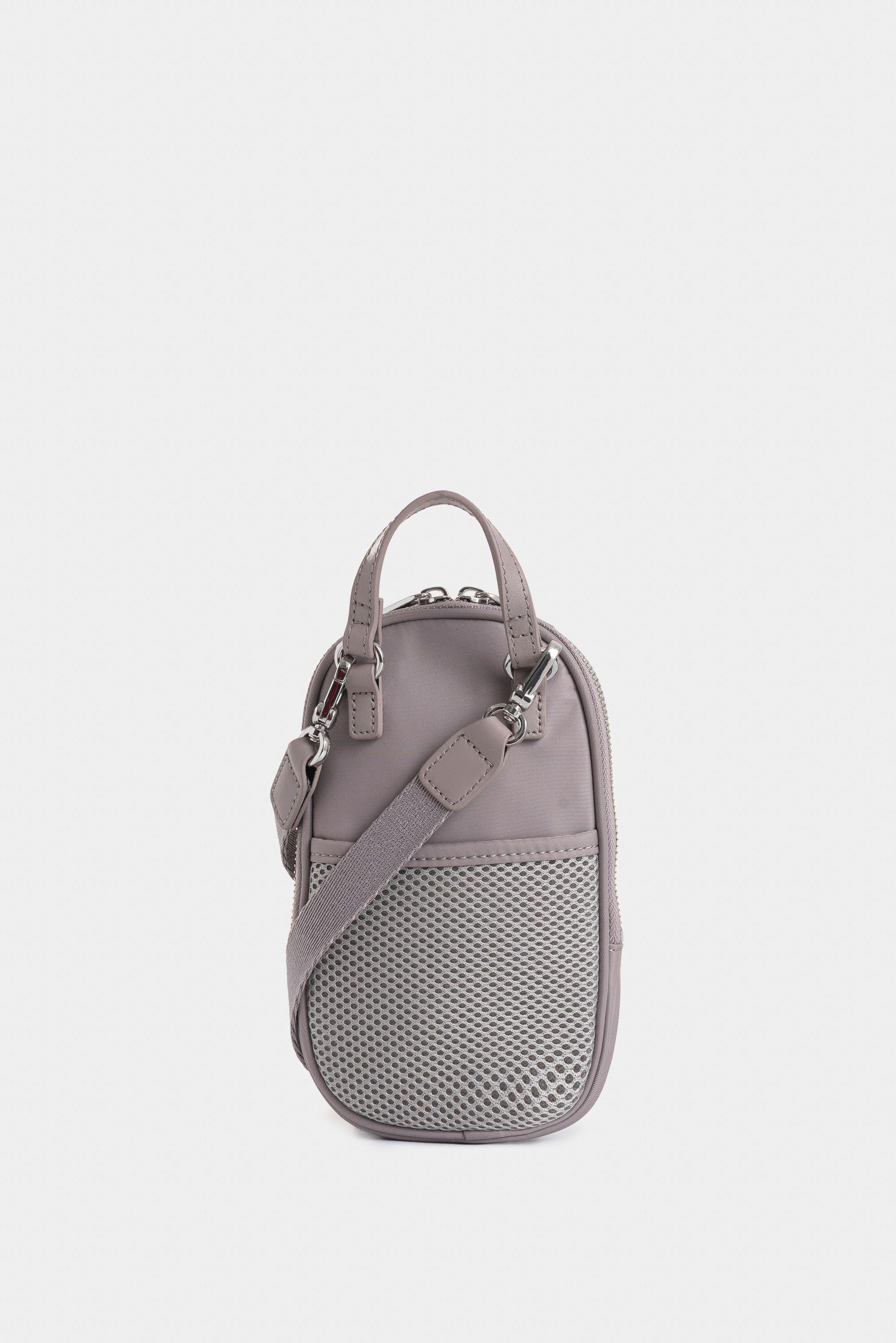 Manos libres Elora en lona para mujer manija cuero gris-2