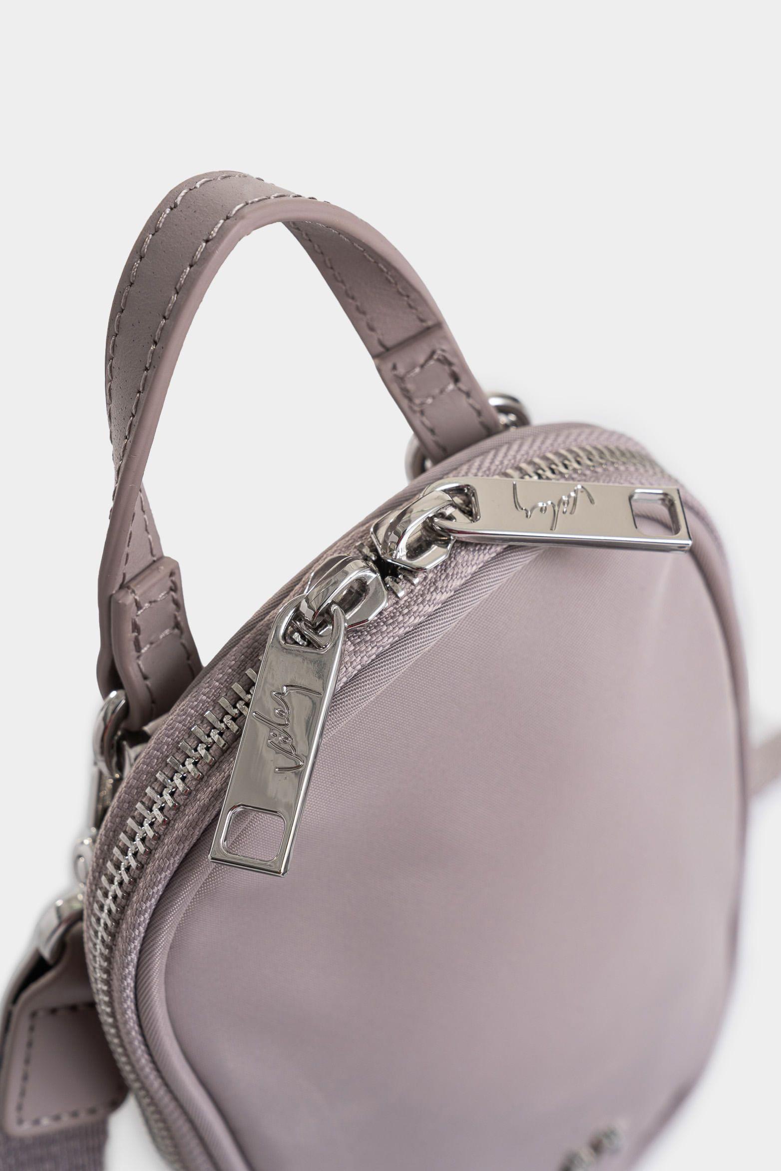 Manos libres Elora en lona para mujer manija cuero gris-3