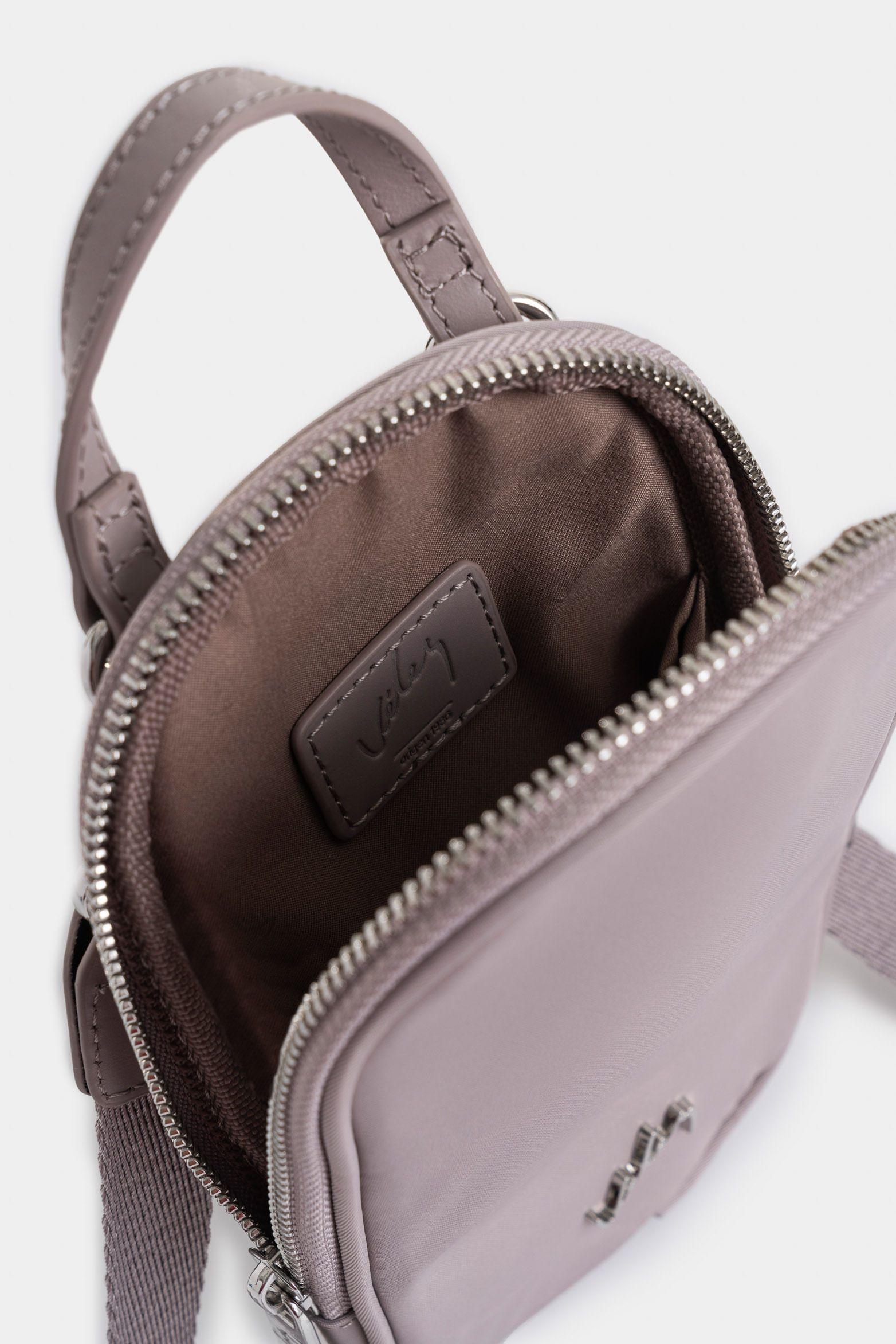 Manos libres Elora en lona para mujer manija cuero gris-4