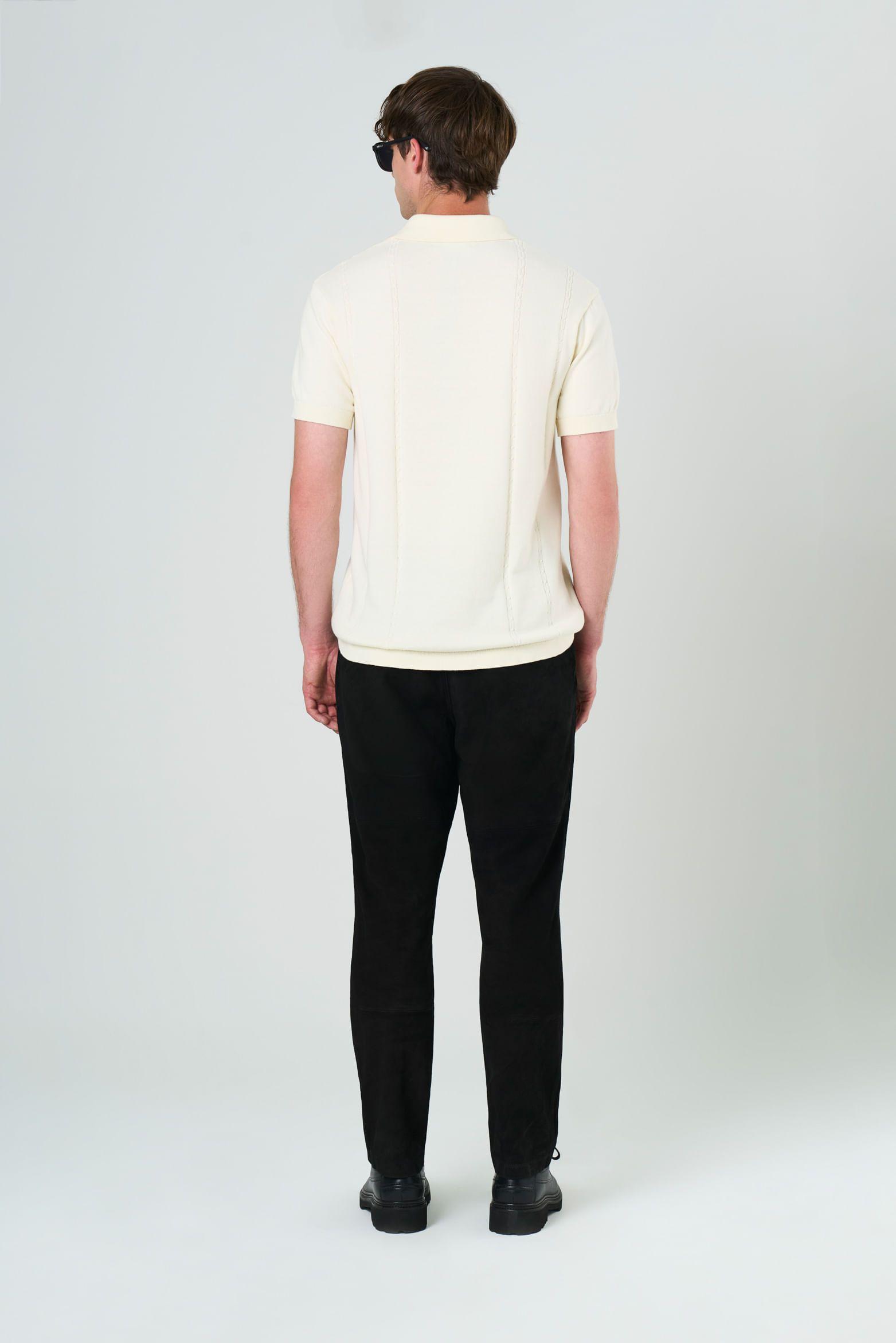 Vélez Polera Polo Tropical Manga Corta Hombre Semi Fitted Crema-2