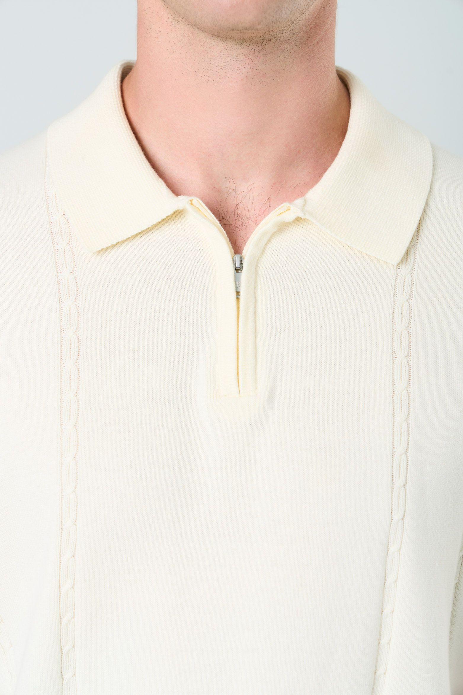 Vélez Polera Polo Tropical Manga Corta Hombre Semi Fitted Crema-5