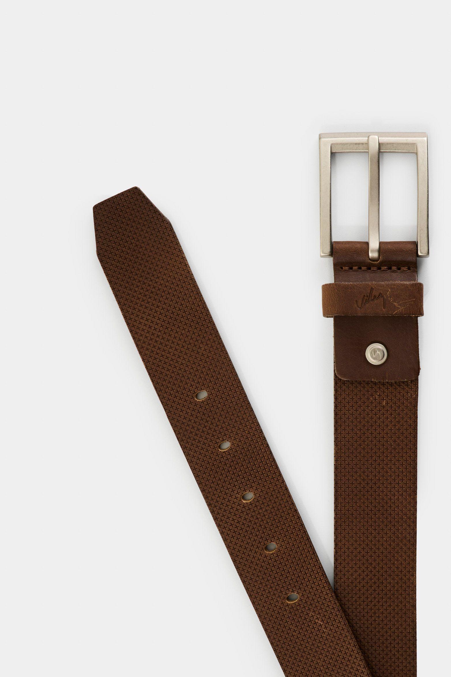 Vélez Cinturón Unifaz Kiat Cuero Hombre Grabado Placa Cruces Miel-2