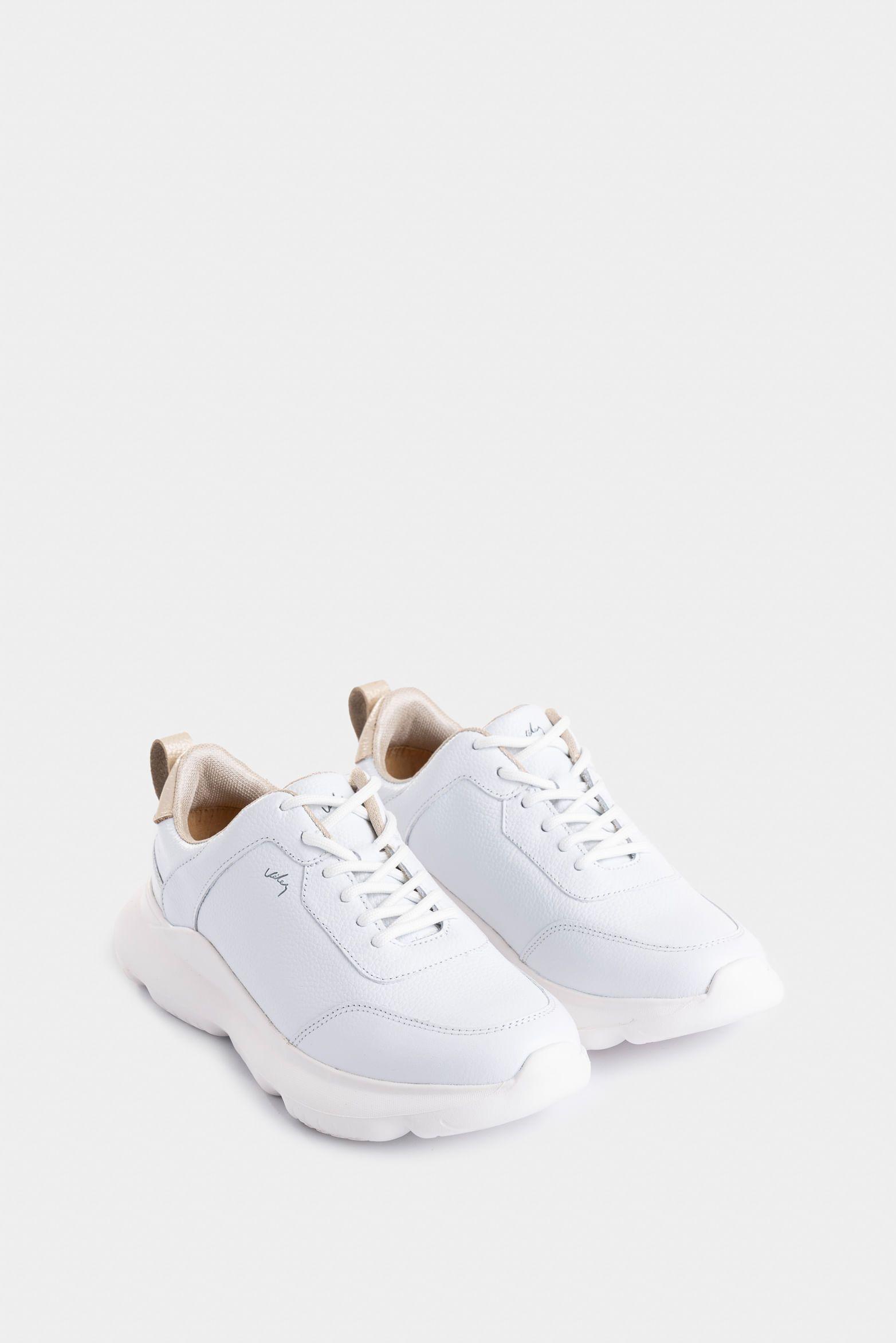 Tenis Mori 3 de cuero para mujer silueta deportiva blanco-1