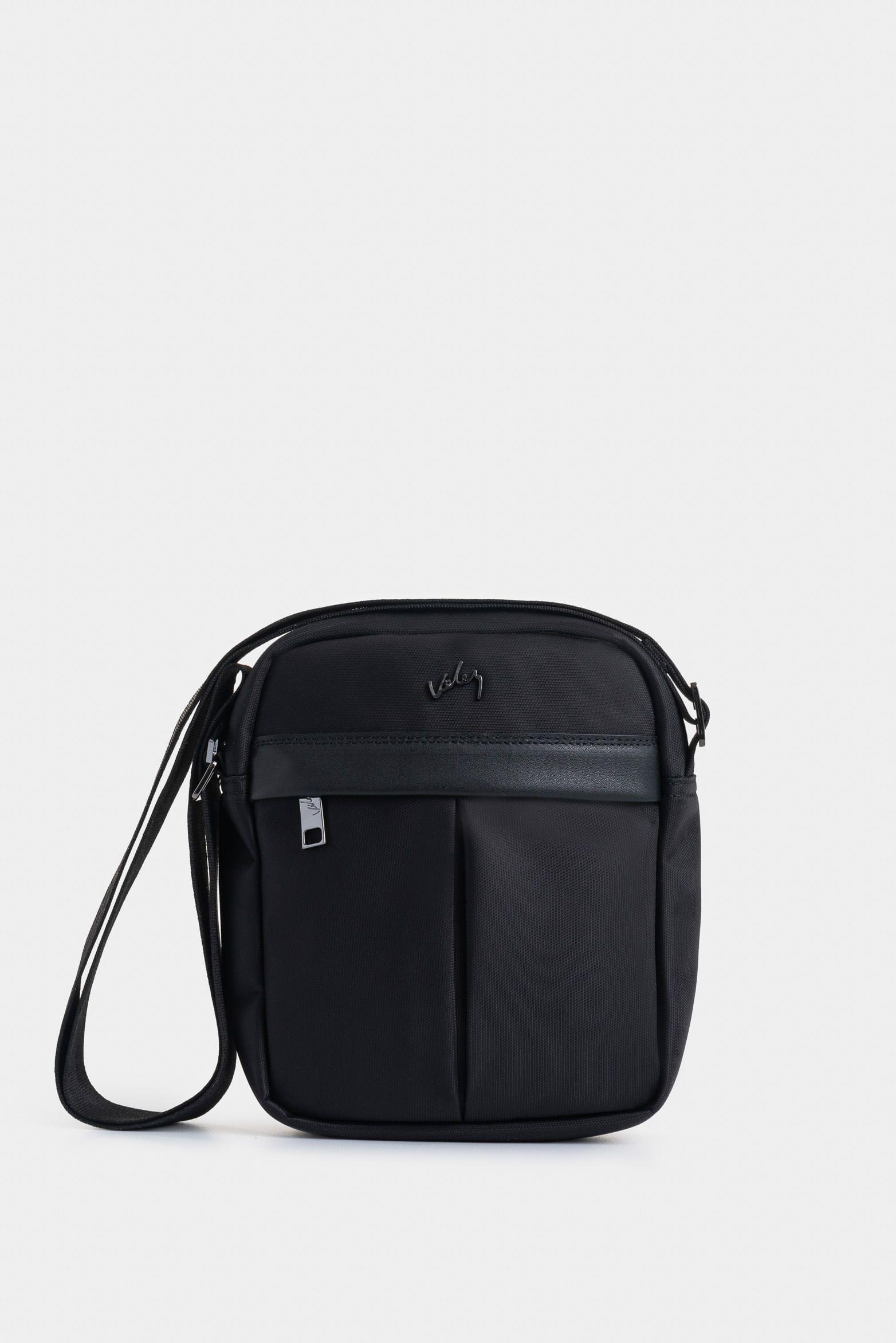 Manos libres Harrington de lona y cuero para hombre casual Negro-0
