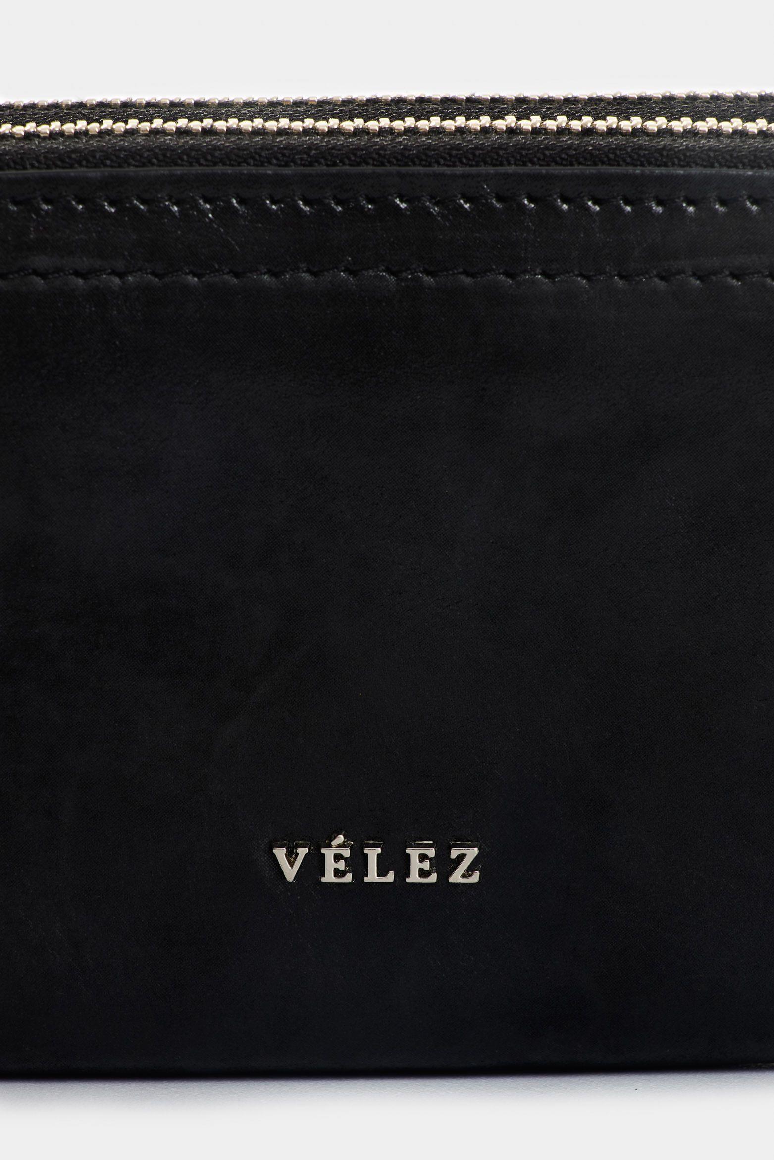 Vélez Porta Chequera Singapur Cuero Mujer Cremallera Negro-3