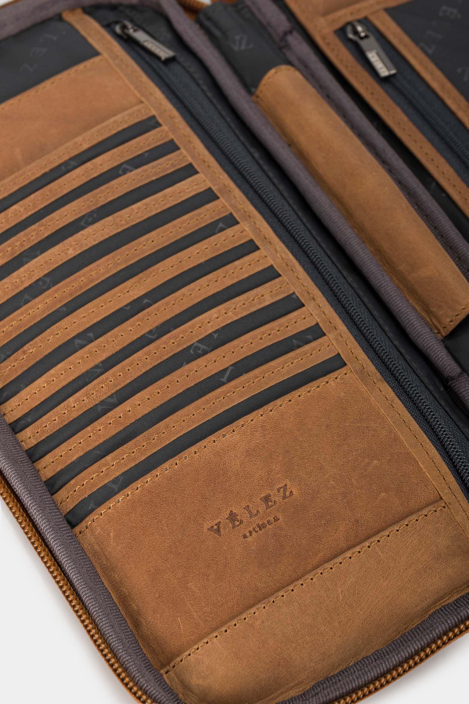 Porta pasaporte de cuero para hombre ibis Miel-5